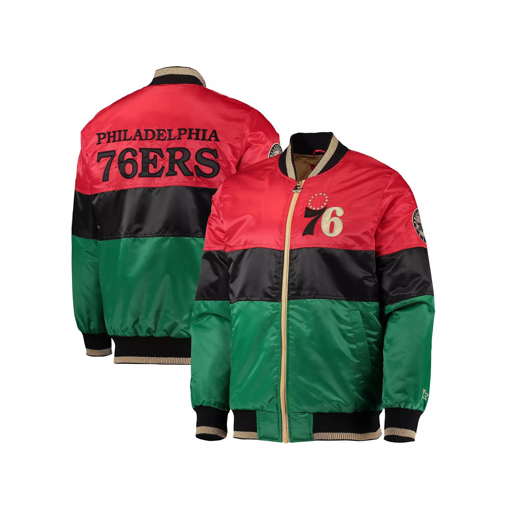 Men's Starter Red/Black/Green Philadelphia 76ers Black History Month NBA 75th Anniversary Full-Zip Jacket, Size: Large, 76r Red Product Image