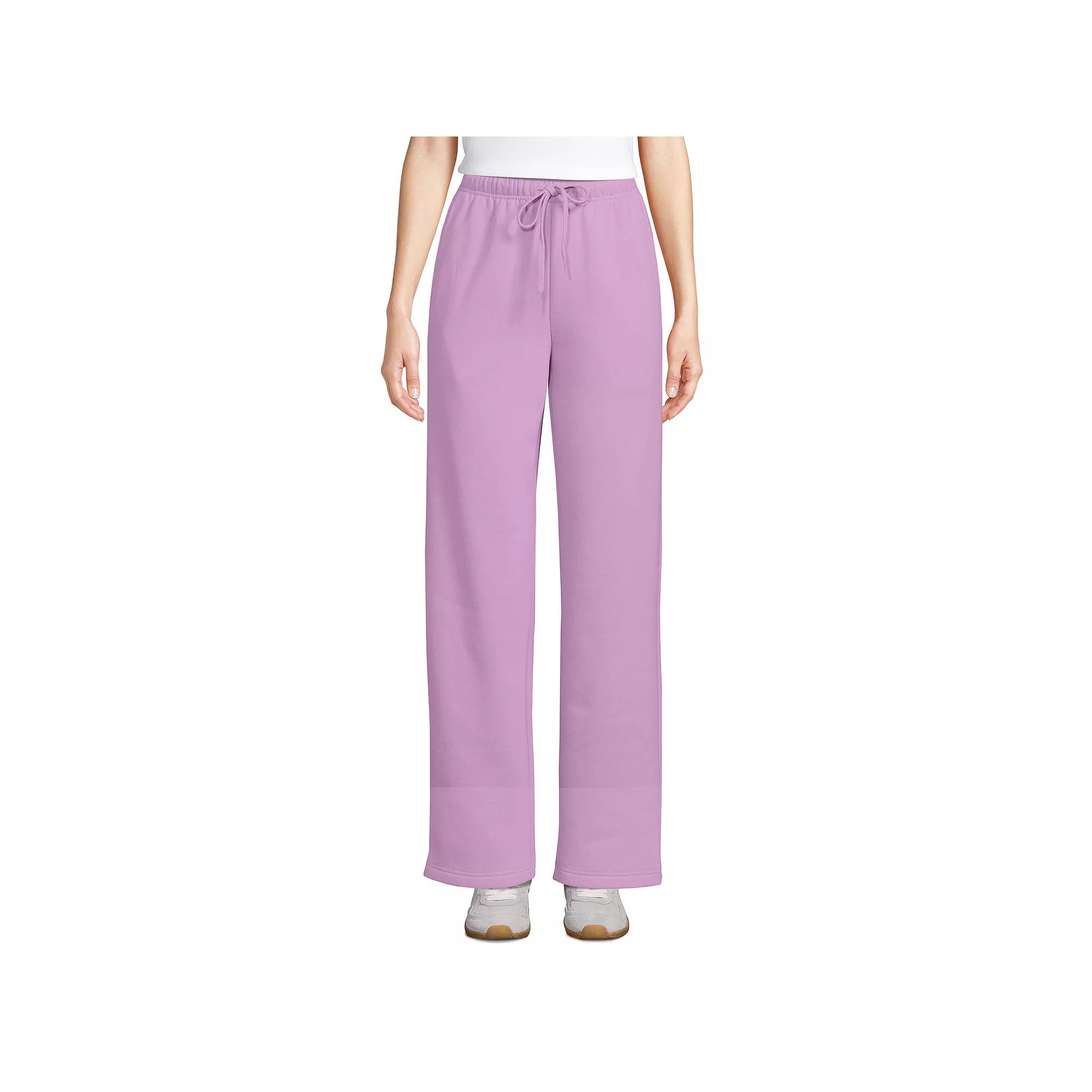 Women's Lands' End Fleece High Waisted Relaxed Pants,  Product Image
