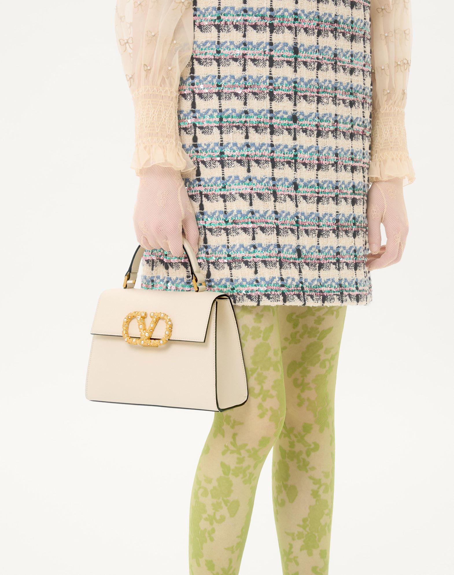 Valentino Garavani Vsling Small Handbag In Grainy Calfskin With Jewel Logo Product Image