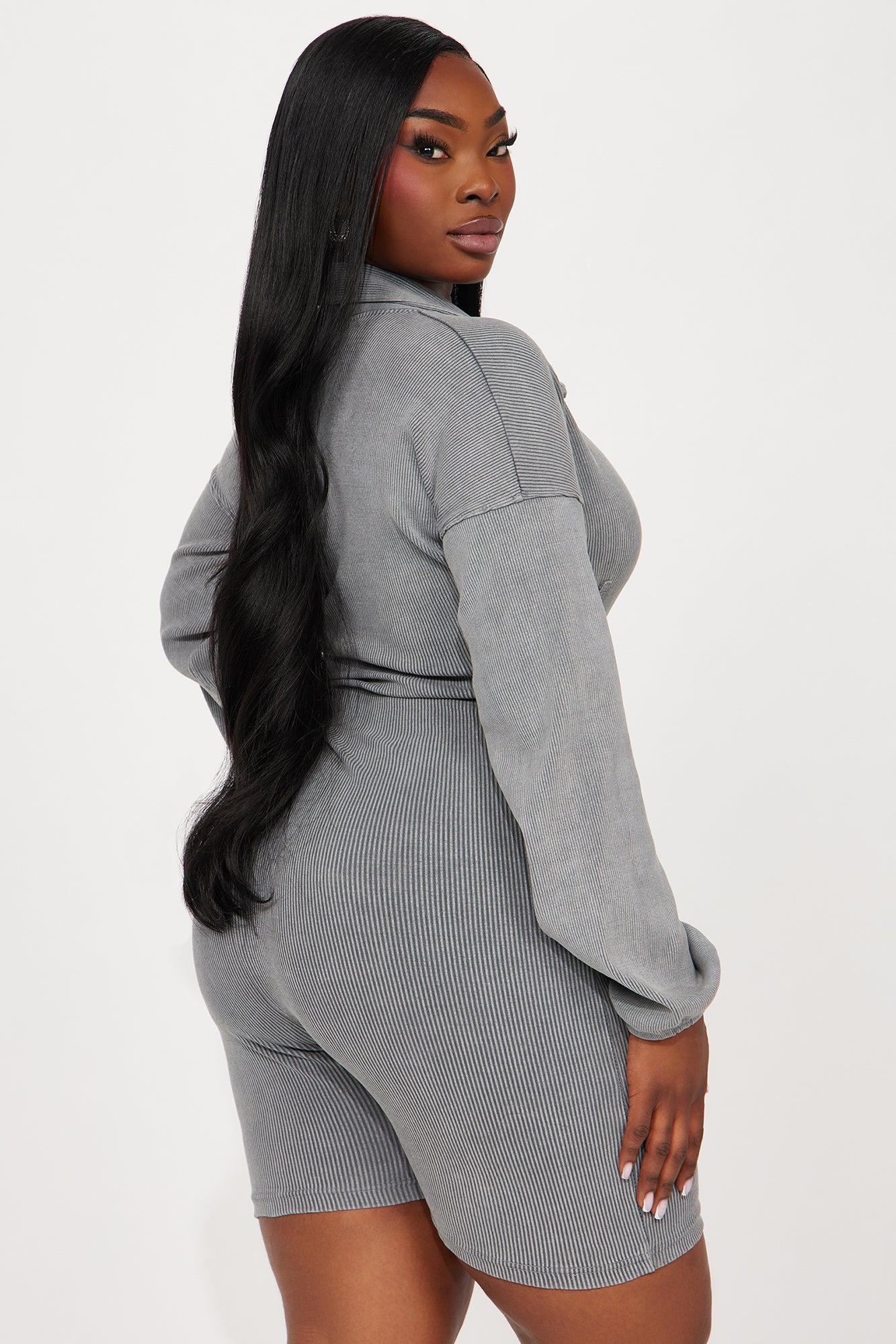 She's Just The One Ribbed Romper - Grey Product Image