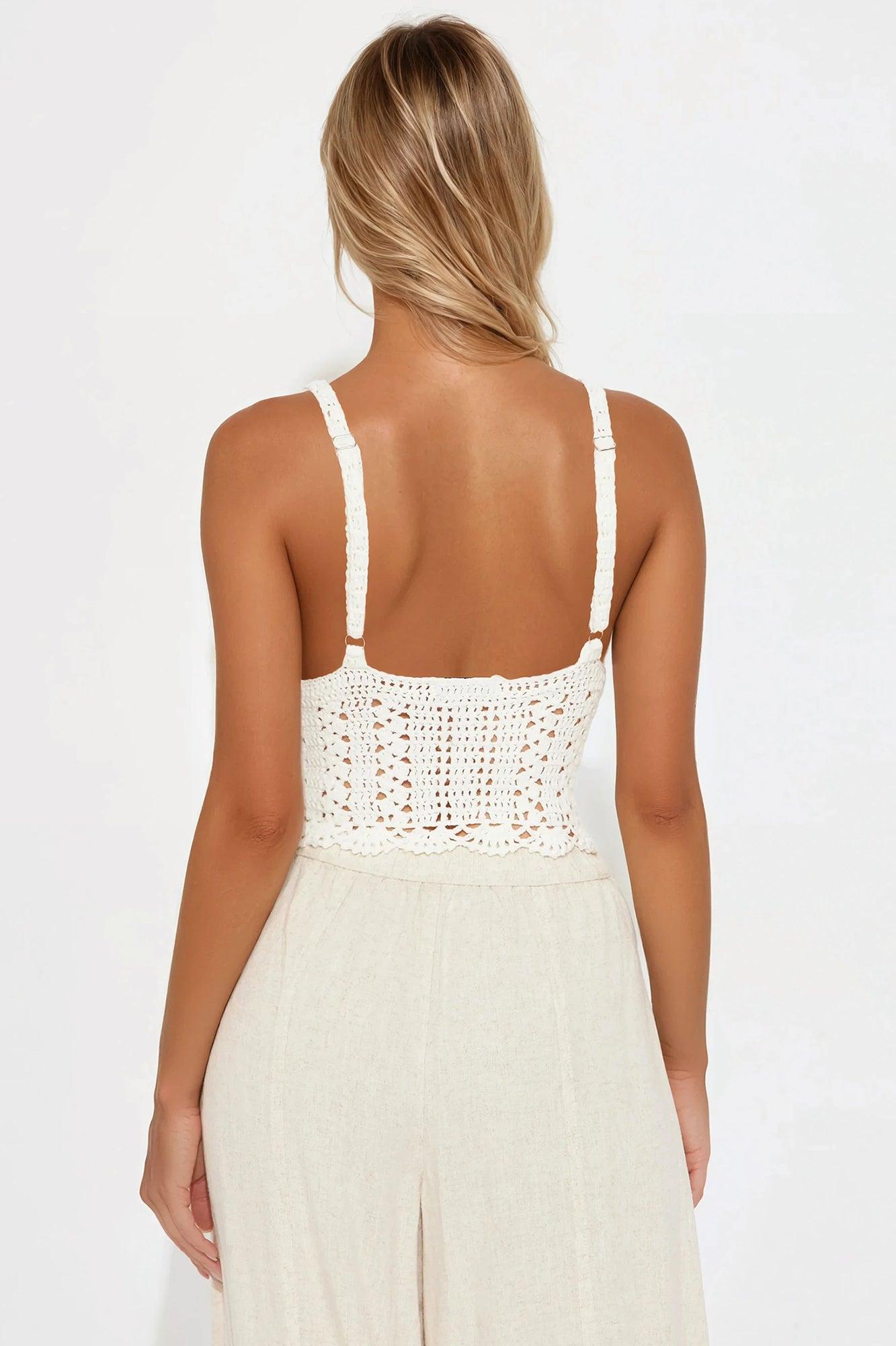 Seashell Day Dreaming Crochet Top - Cream Product Image