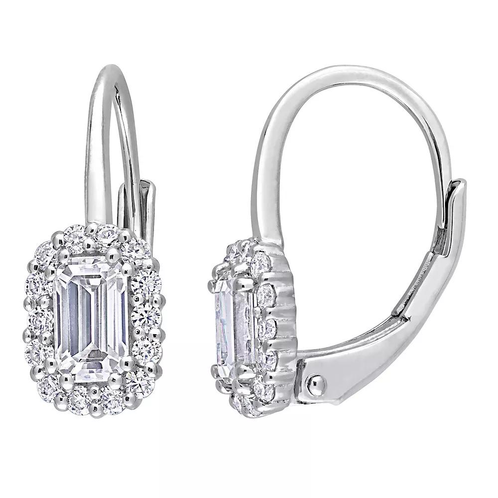 Stella Grace Sterling Silver 4/5 Carat T.W. Lab-Created Moissanite Octagon Halo Leverback Earrings, Women's Product Image