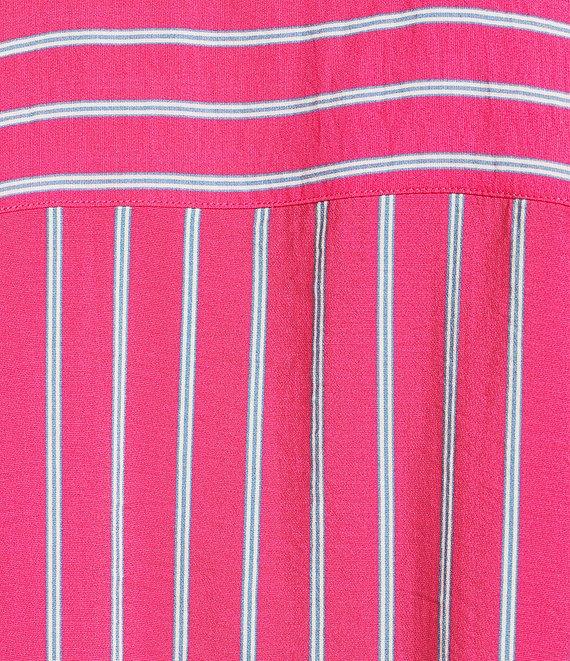 Every Coordinating Striped Knit Notch Collar Short Sleeve Tie Front Top Product Image