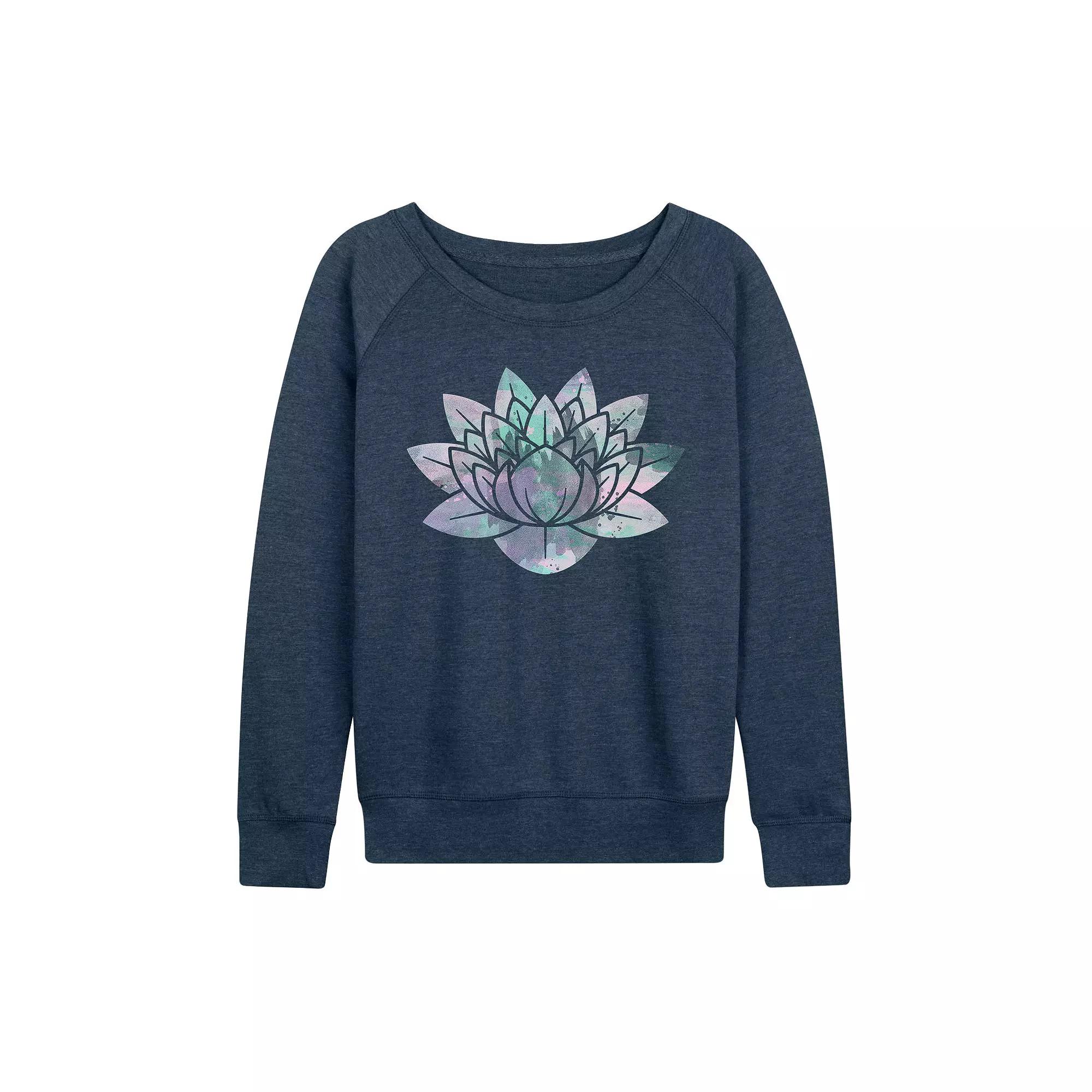Women's Watercolor Lotus French Terry Long Sleeve Tee, Girl's,  Product Image