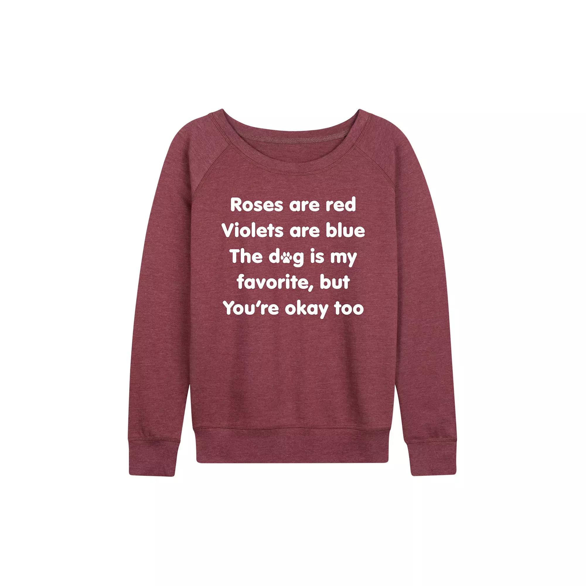 Women's The Dog Is My Favorite French Terry Long Sleeve Tee, Size: XL, Grey Dark Red Product Image