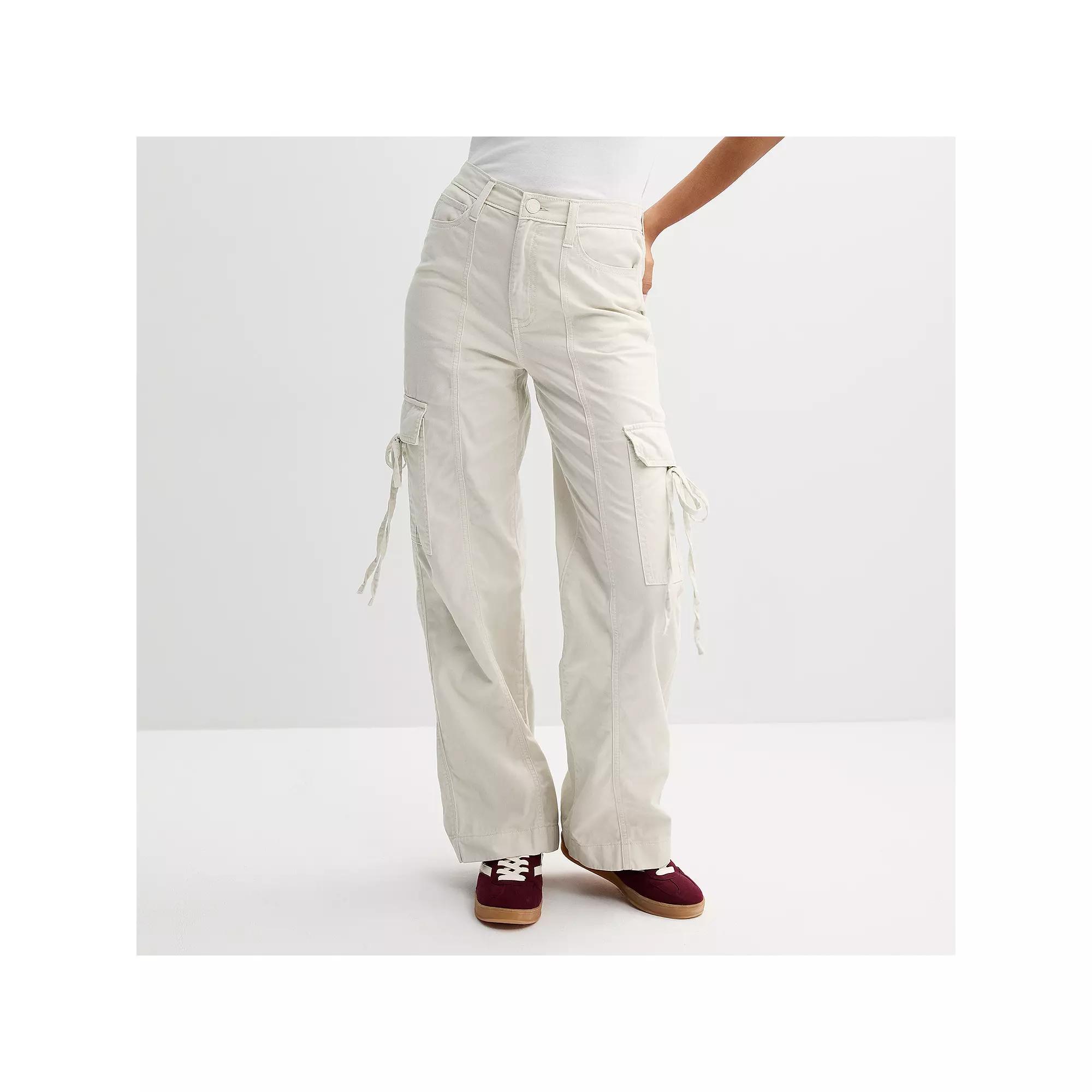 Juniors' SO® High Rise Bow Cargo Wide Leg Pants, Women's,  Product Image