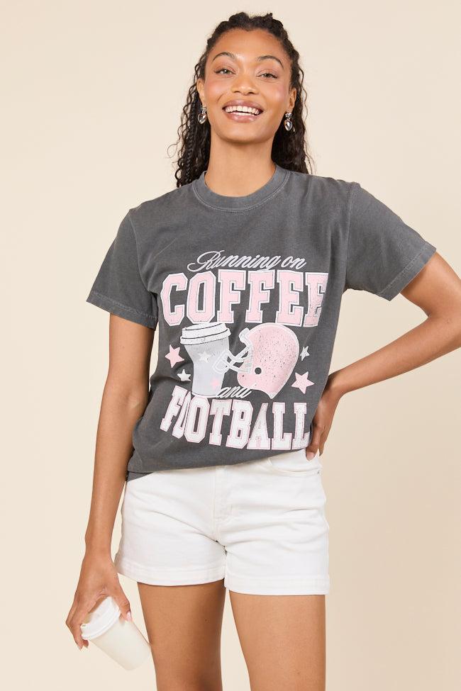 Running on Coffee and Football Dark Grey Graphic Tee Product Image