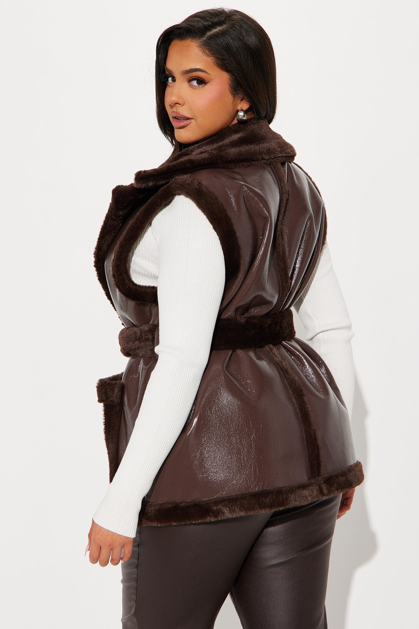 Rule Breaker Shearling Vest - Chocolate Female Product Image