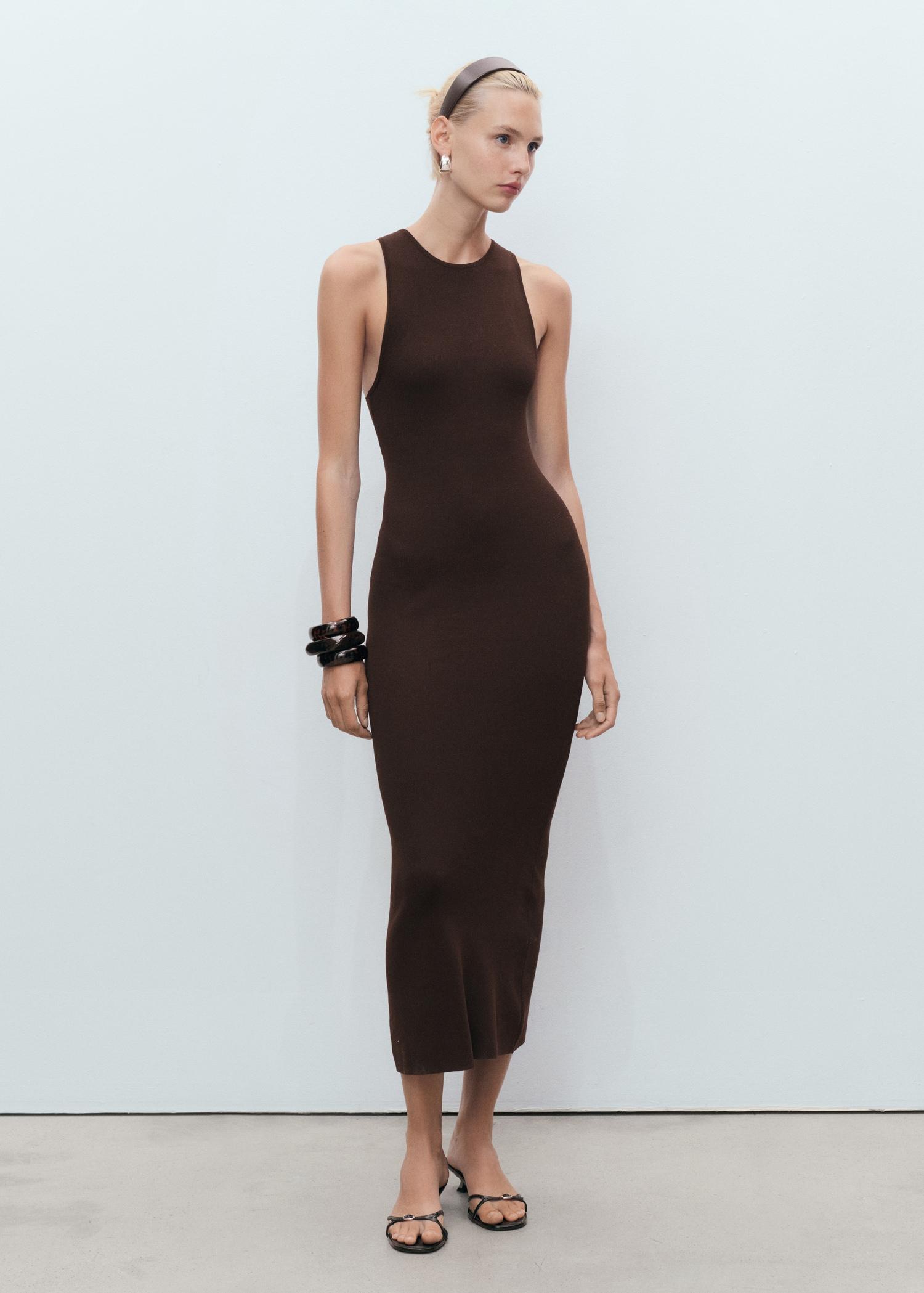 Halter-neck knitted dress - Women | MANGO USA Product Image