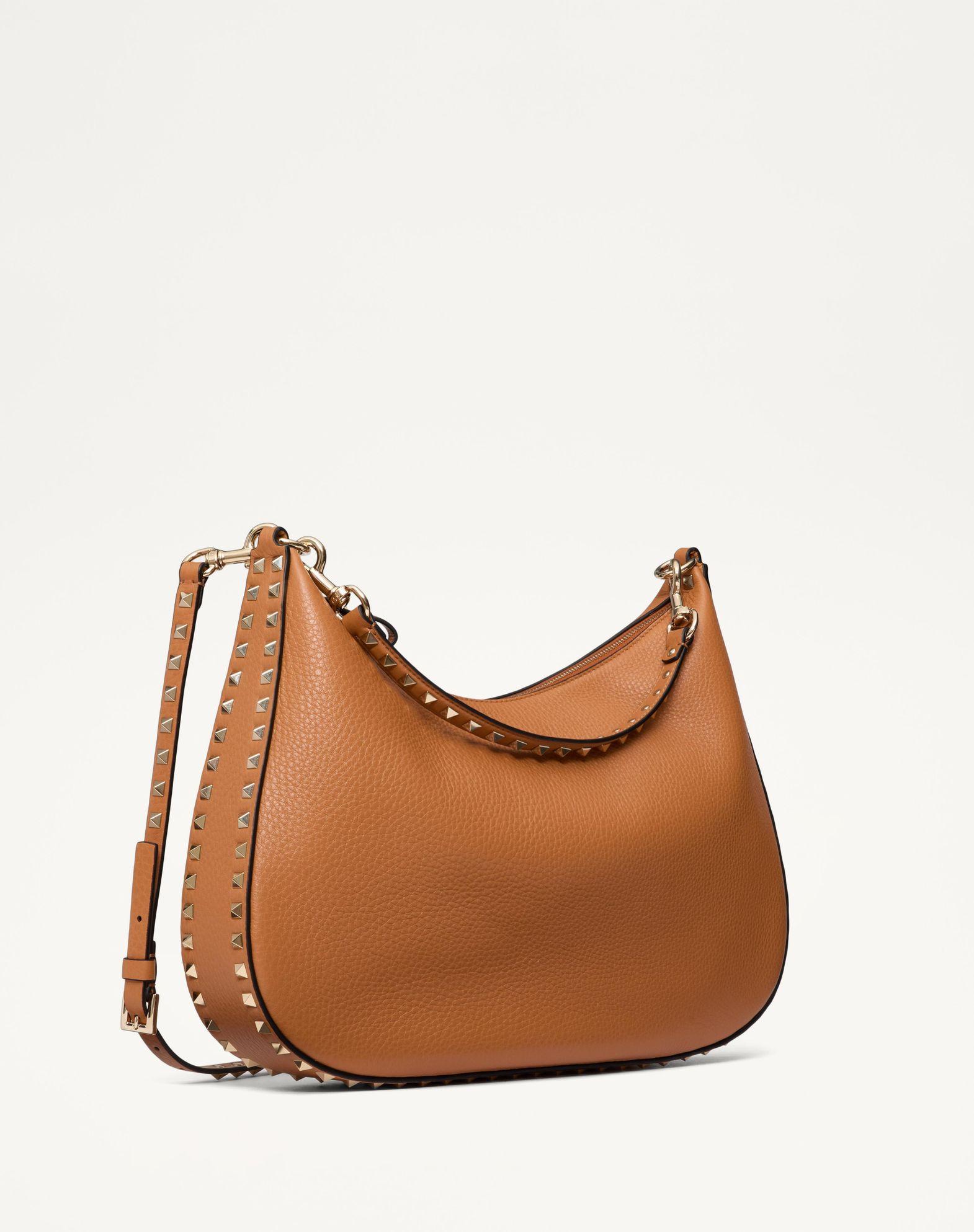 Valentino Garavani Rockstud Hobo Bag In Grainy Calfskin Product Image