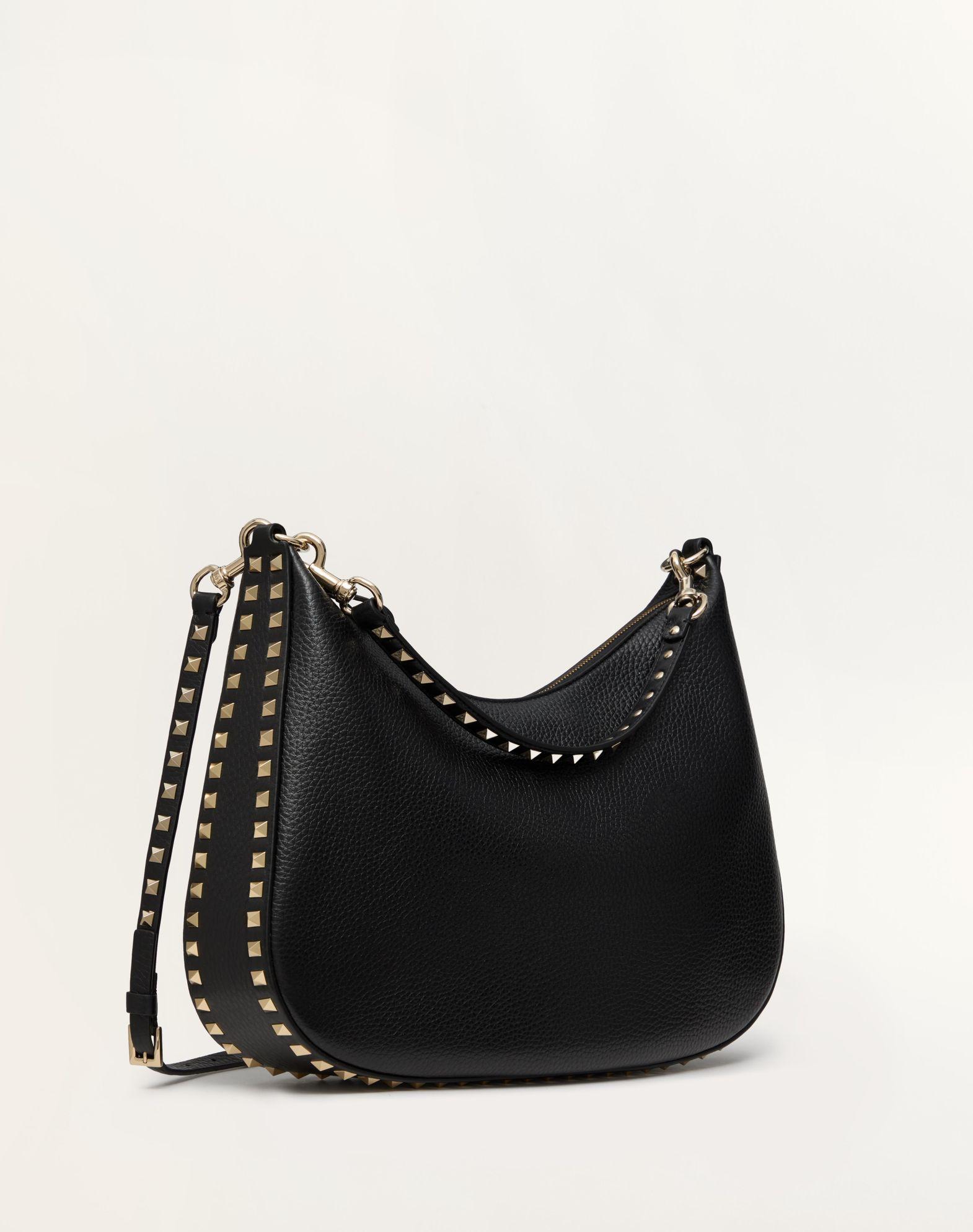 Valentino Garavani Rockstud Hobo Bag In Grainy Calfskin Product Image