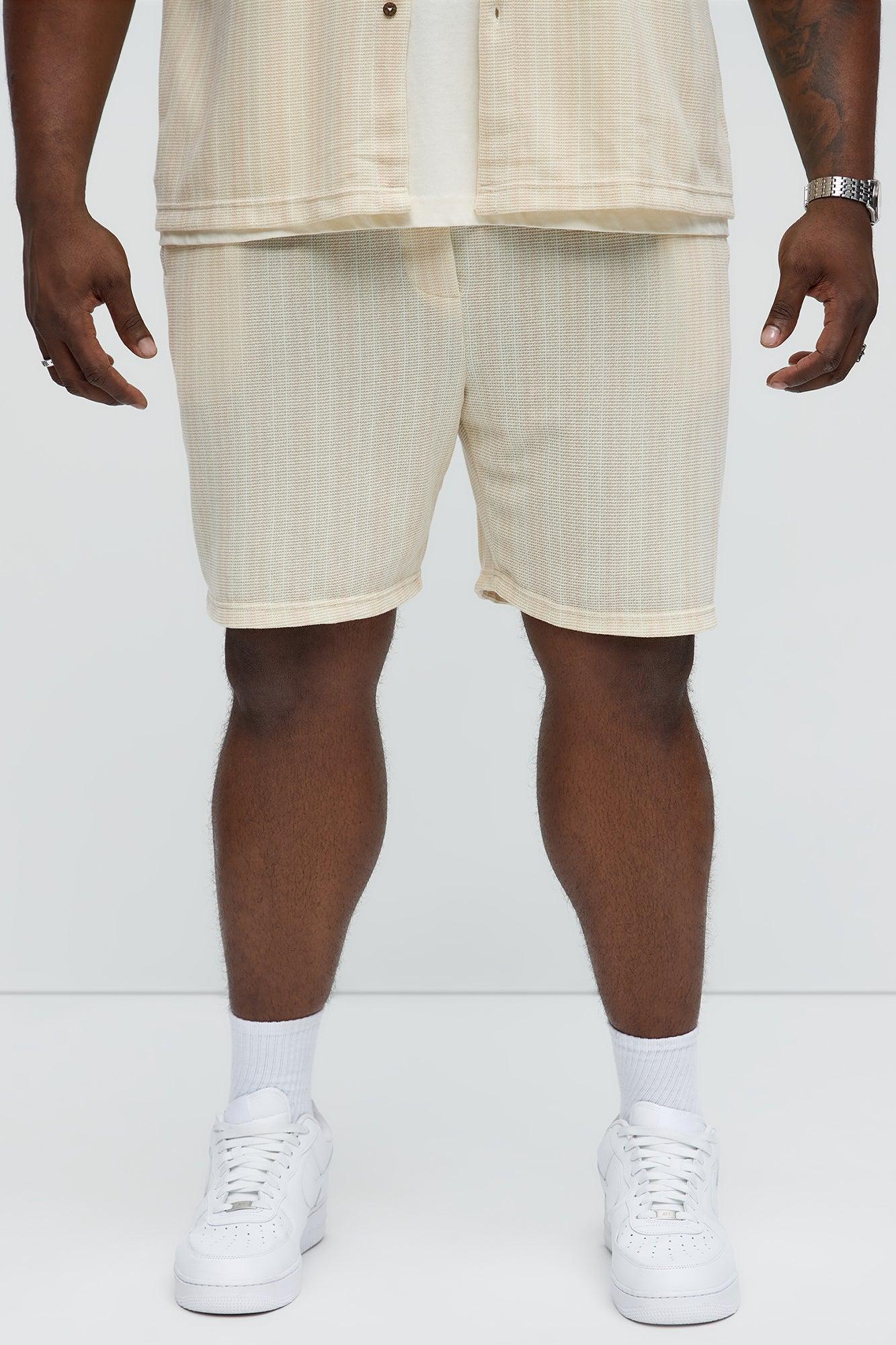 Valor Drawstring Striped Shorts - Cream Male Product Image