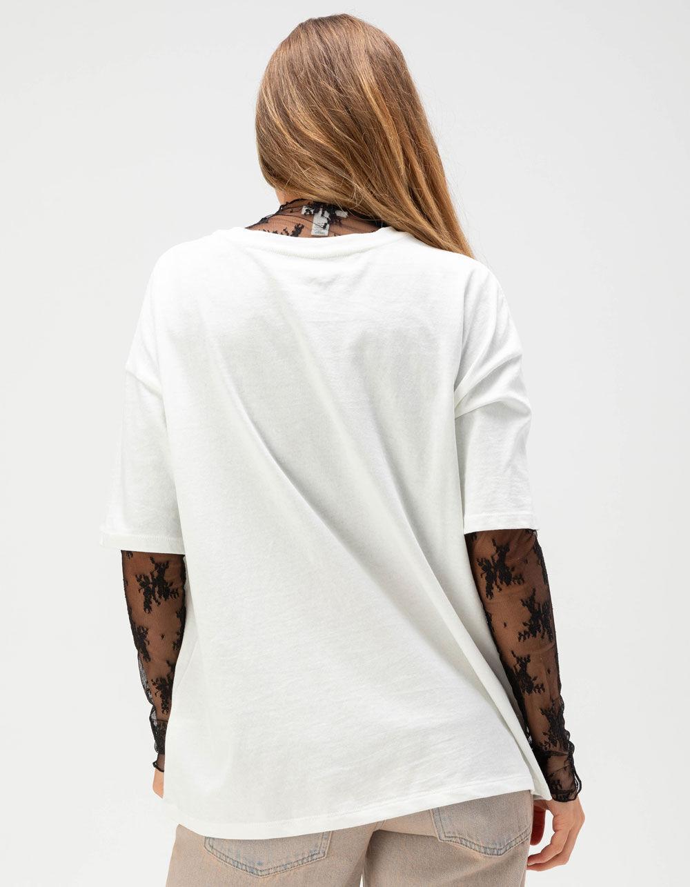 FULL TILT Womens Lace Long Sleeve Tee - BLACK Product Image