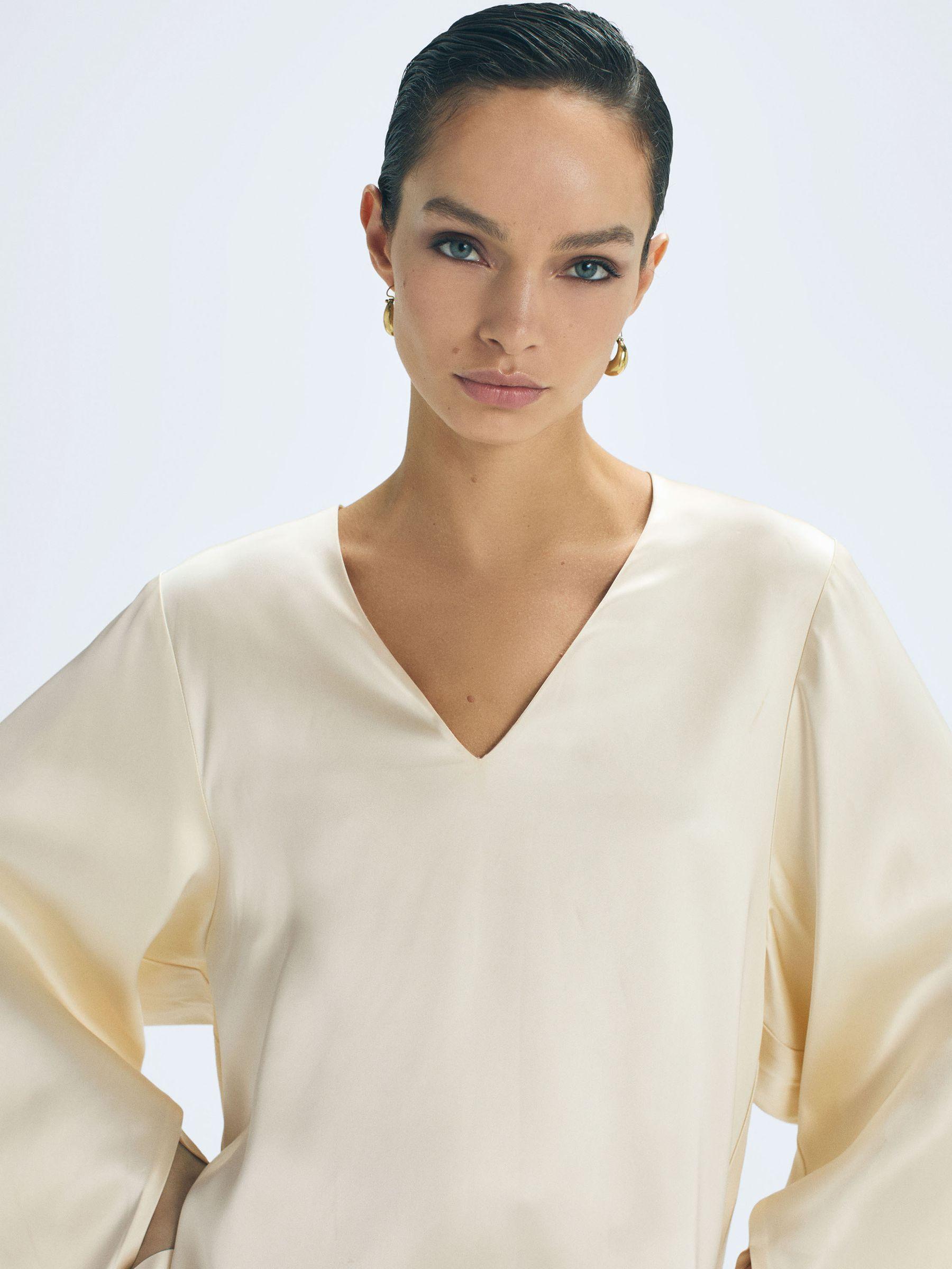 Duchess Satin Split Sleeve Top in Champagne Product Image