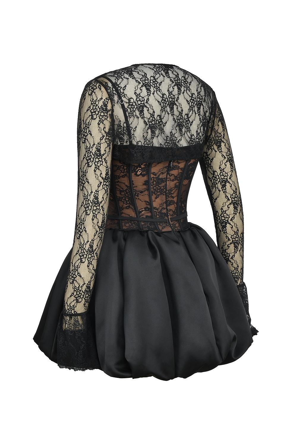 Beauty  black lace puffball mini dress - sale Product Image