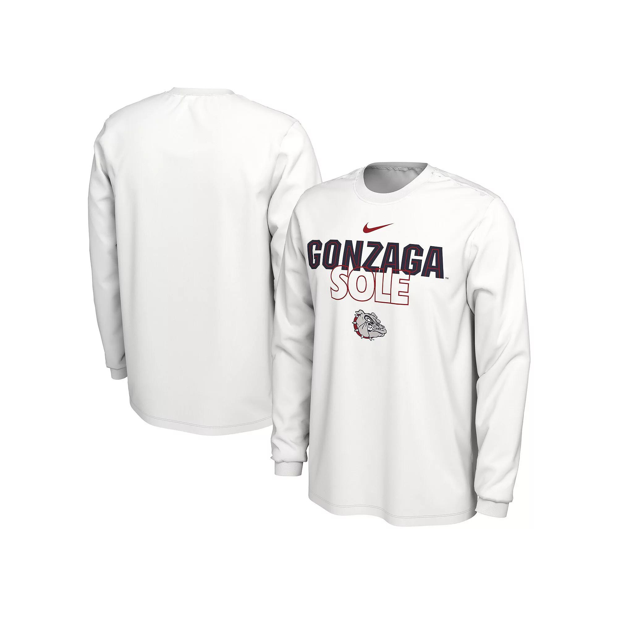Nike White Gonzaga Bulldogs 2023 On Court Bench Long Sleeve T-Shirt, Men's, Size: Large, Zag White Product Image