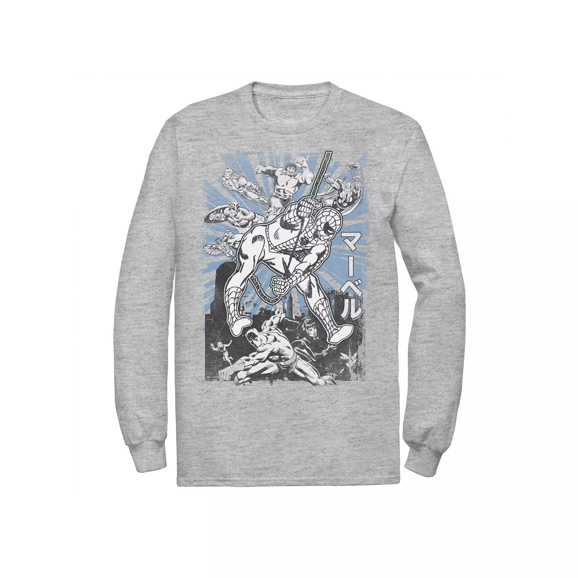 Men's Marvel Avengers Kanji Group Shot Spider-Man Tee,  Product Image