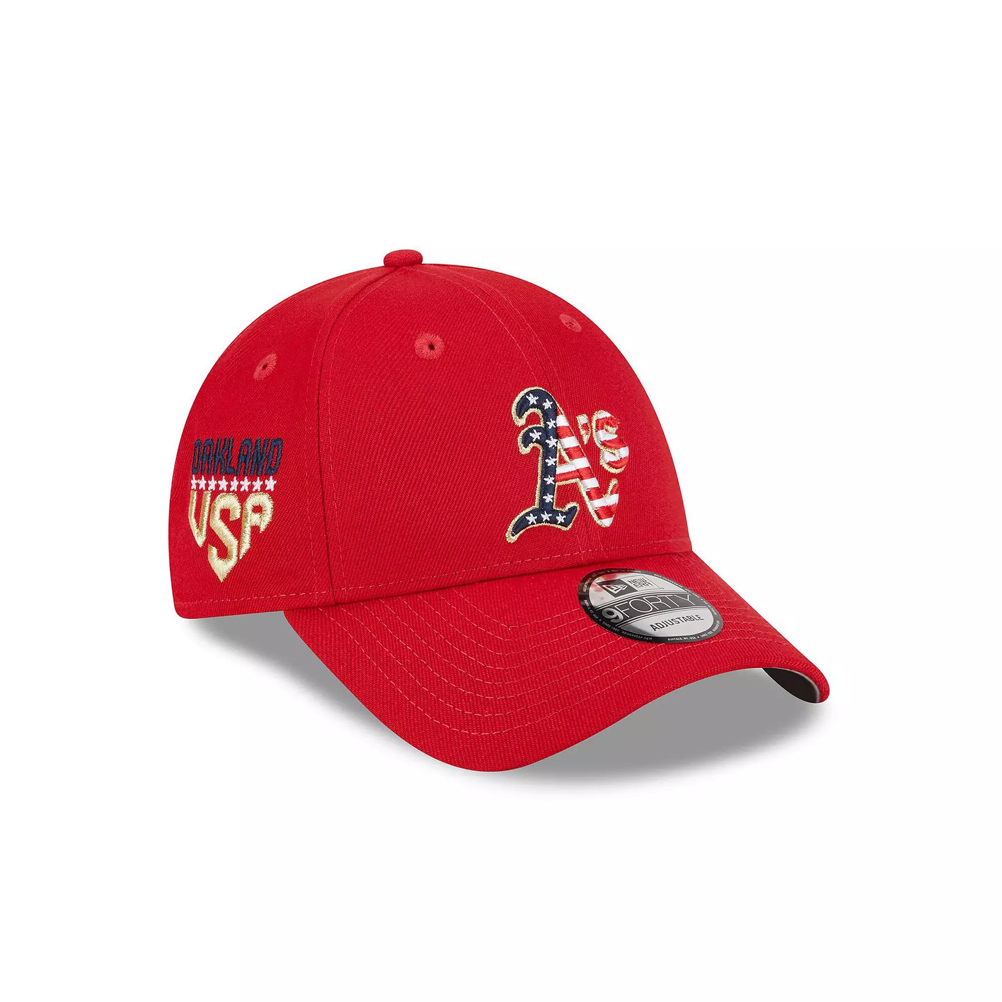 Men's New Era Red Oakland Athletics 2023 Fourth of July 9FORTY Adjustable Hat Product Image