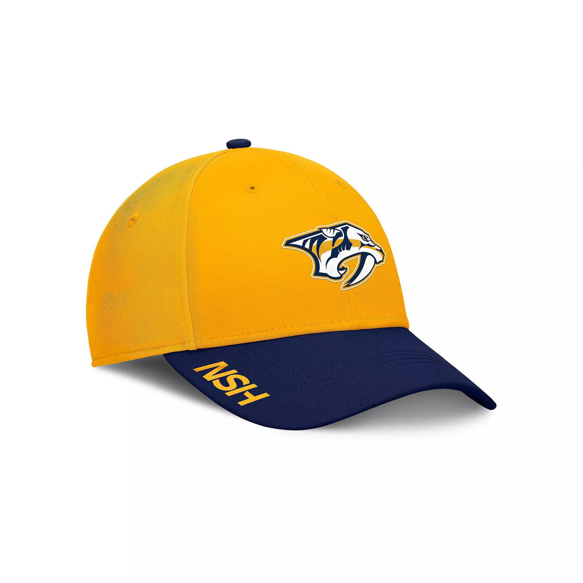 Men's Fanatics Gold/Navy Nashville Predators Authentic Pro Rink Flex Hat, Size: Small/Medium, Pdt Gold Product Image