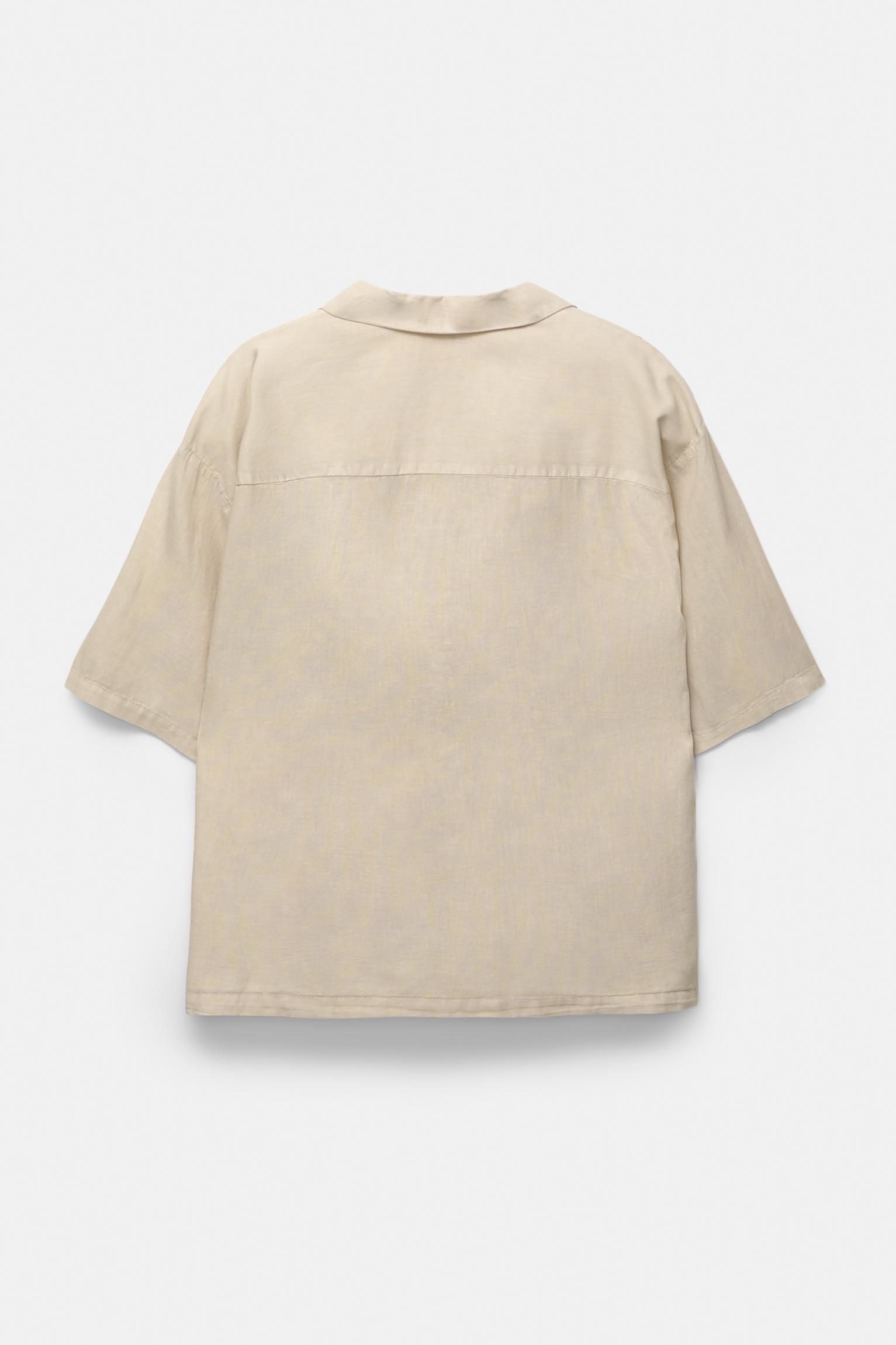 Short sleeve linen blend shirt Product Image
