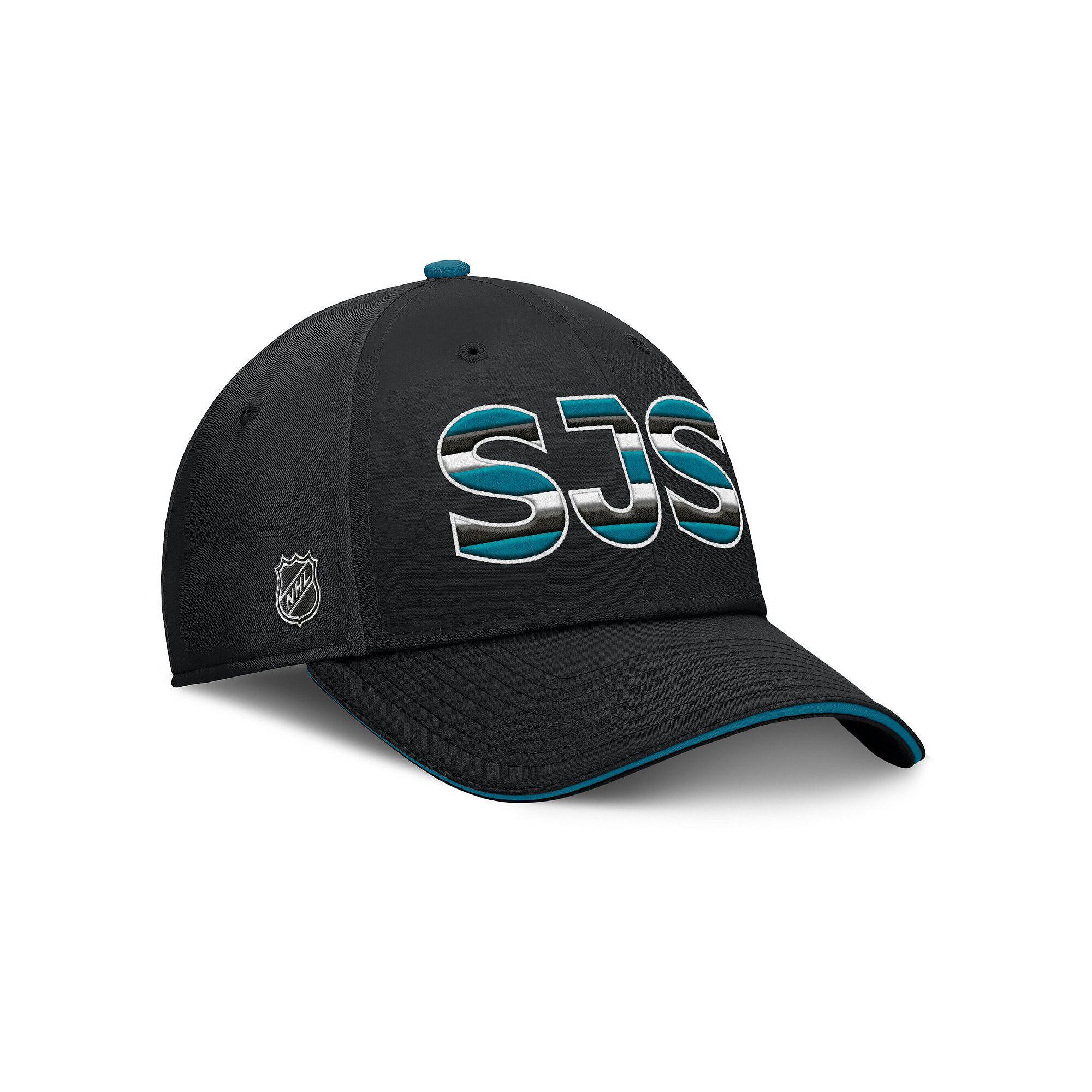 Men's Fanatics Black/Teal San Jose Sharks Authentic Pro Rink Team Code Flex Hat,  Product Image