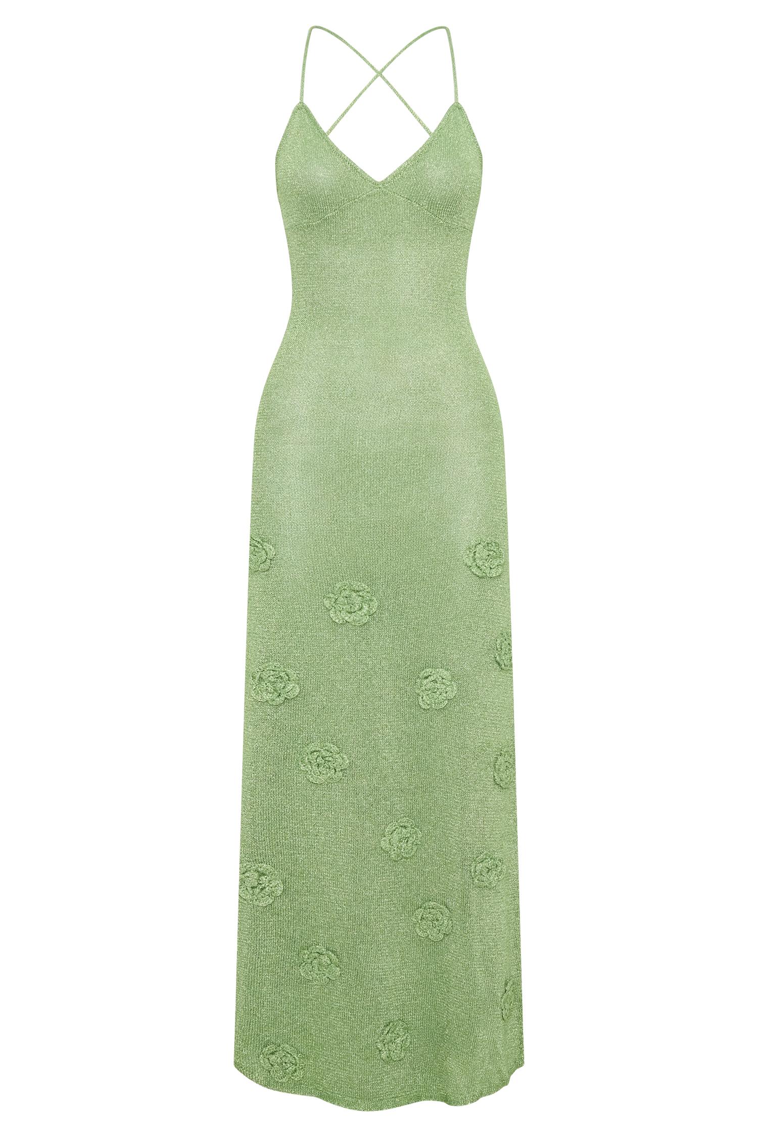 Suki Metallic Knit Maxi Dress - Pastel Green Product Image