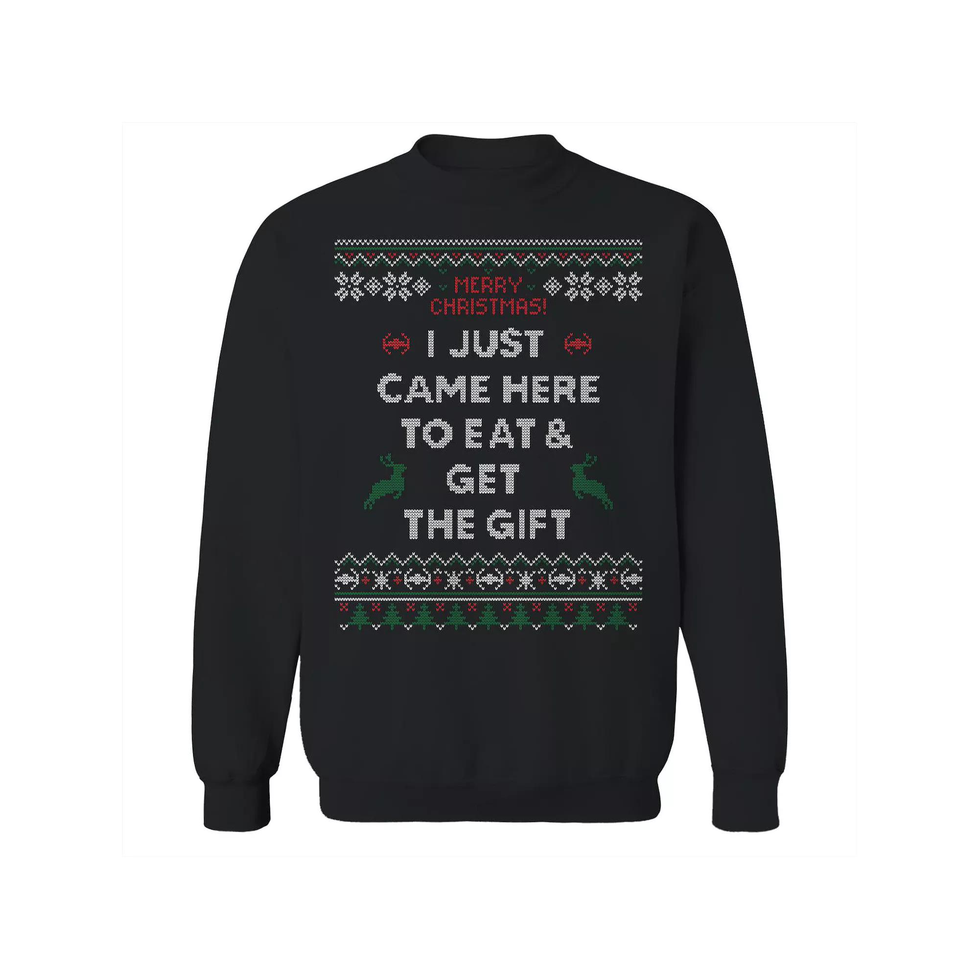 Men's Eat and Run Christmas Sweater Graphic Sweatshirt, Size: XXL, Black Product Image