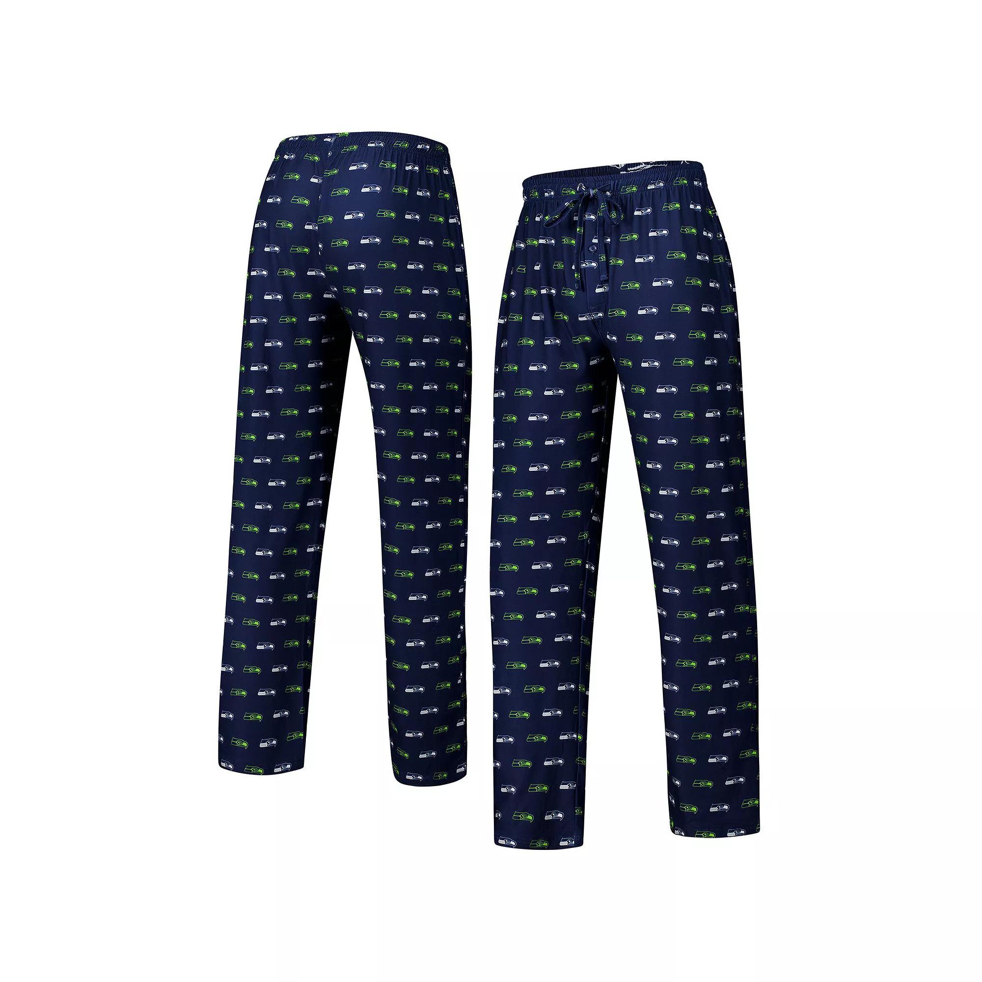 Men's Concepts Sport College Navy Seattle Seahawks Record Allover Print Knit Pants,  Product Image