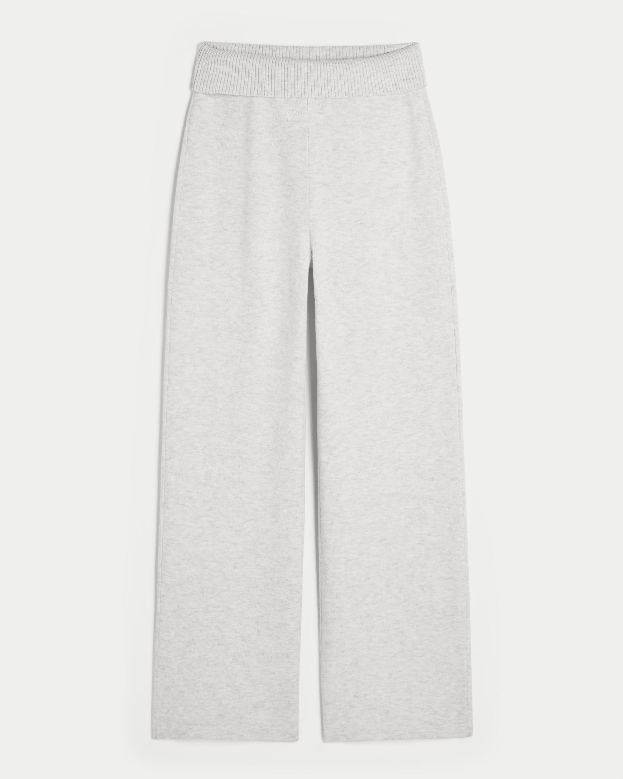 Gilly Hicks Sweater-Knit Foldover Waist Straight Pants Product Image