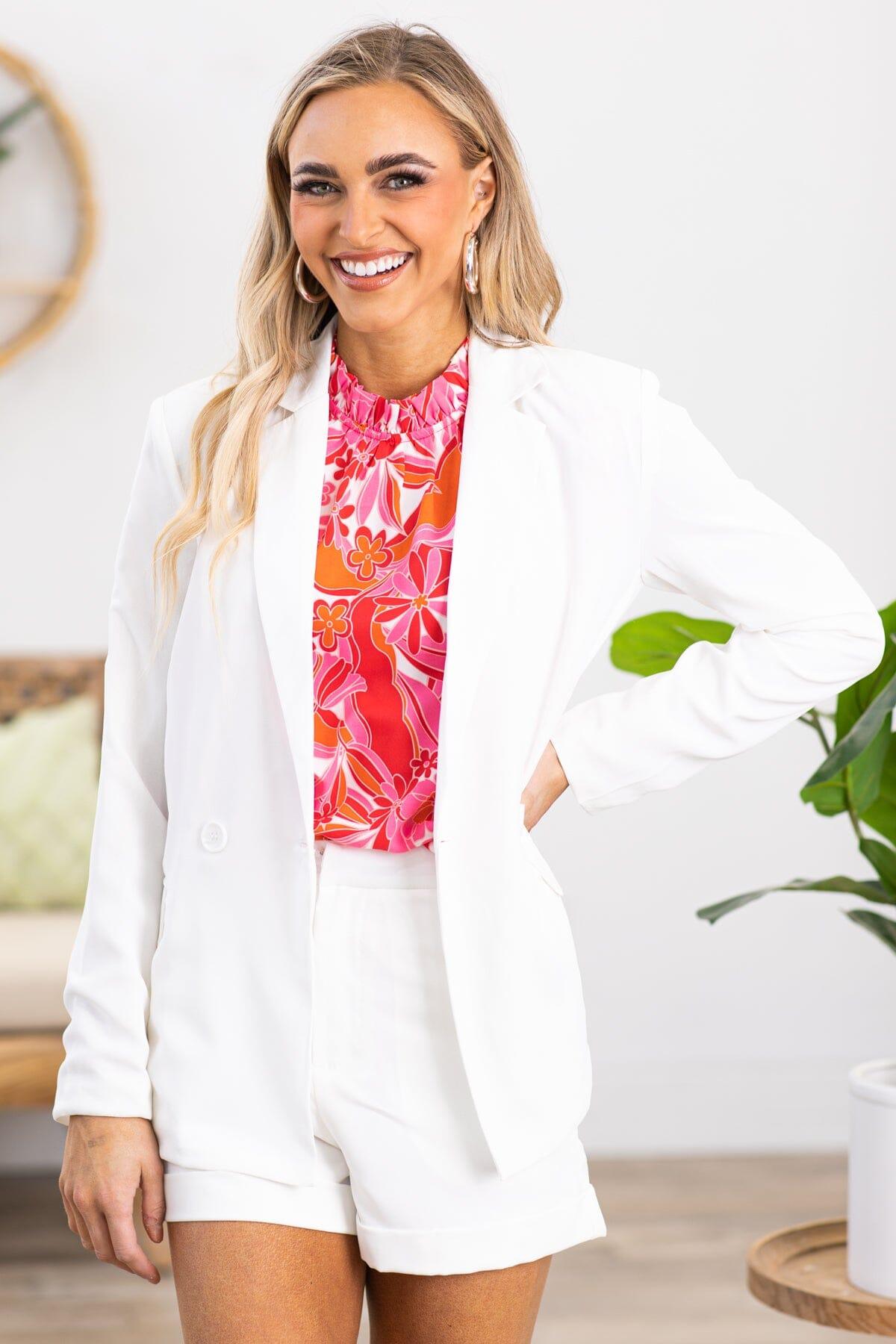 White Cuffed Dress Shorts Product Image