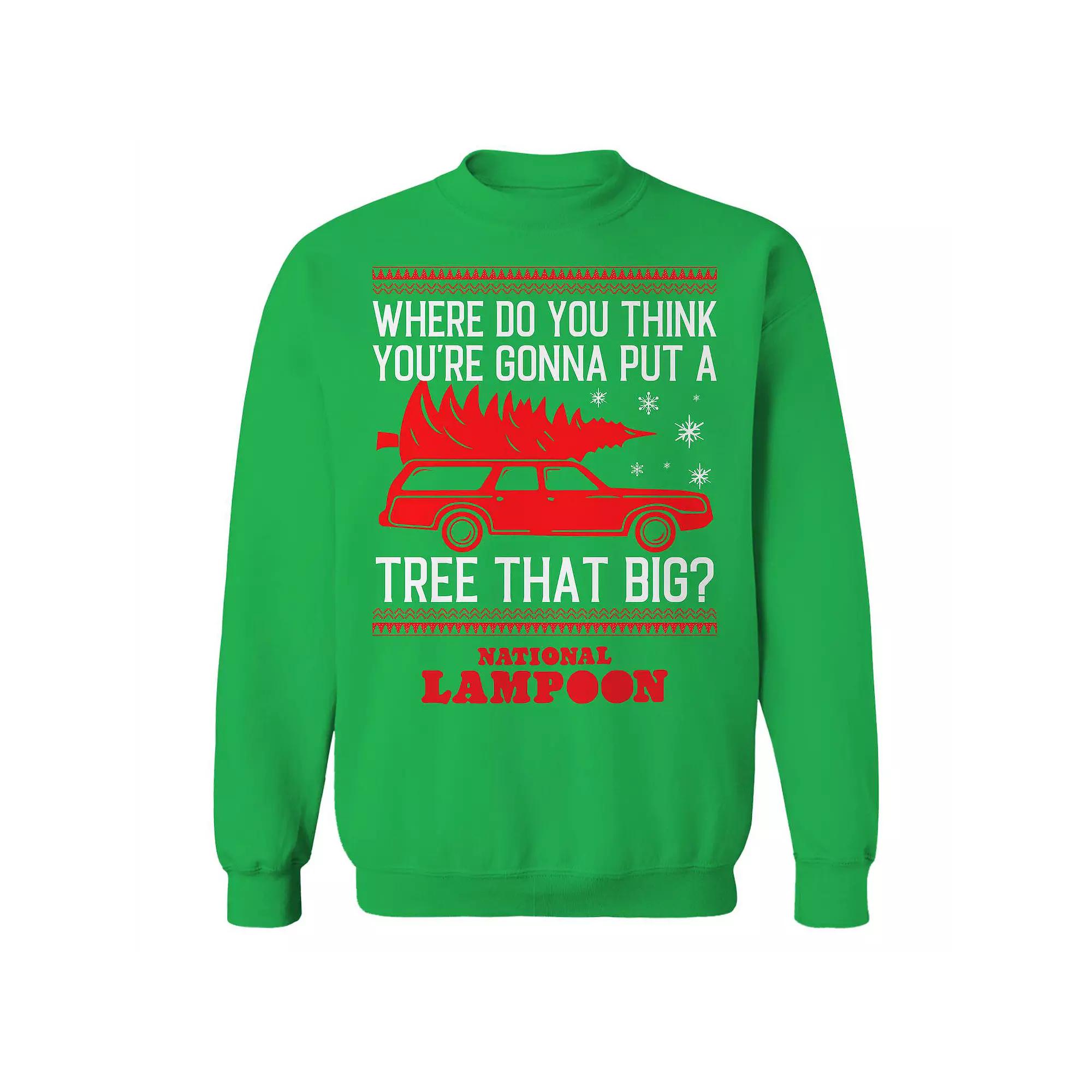 Men's Big Tree National Lampoon's Christmas Vacation Graphic Fleece Crew Sweatshirt, Size: Large, Irish Green Product Image
