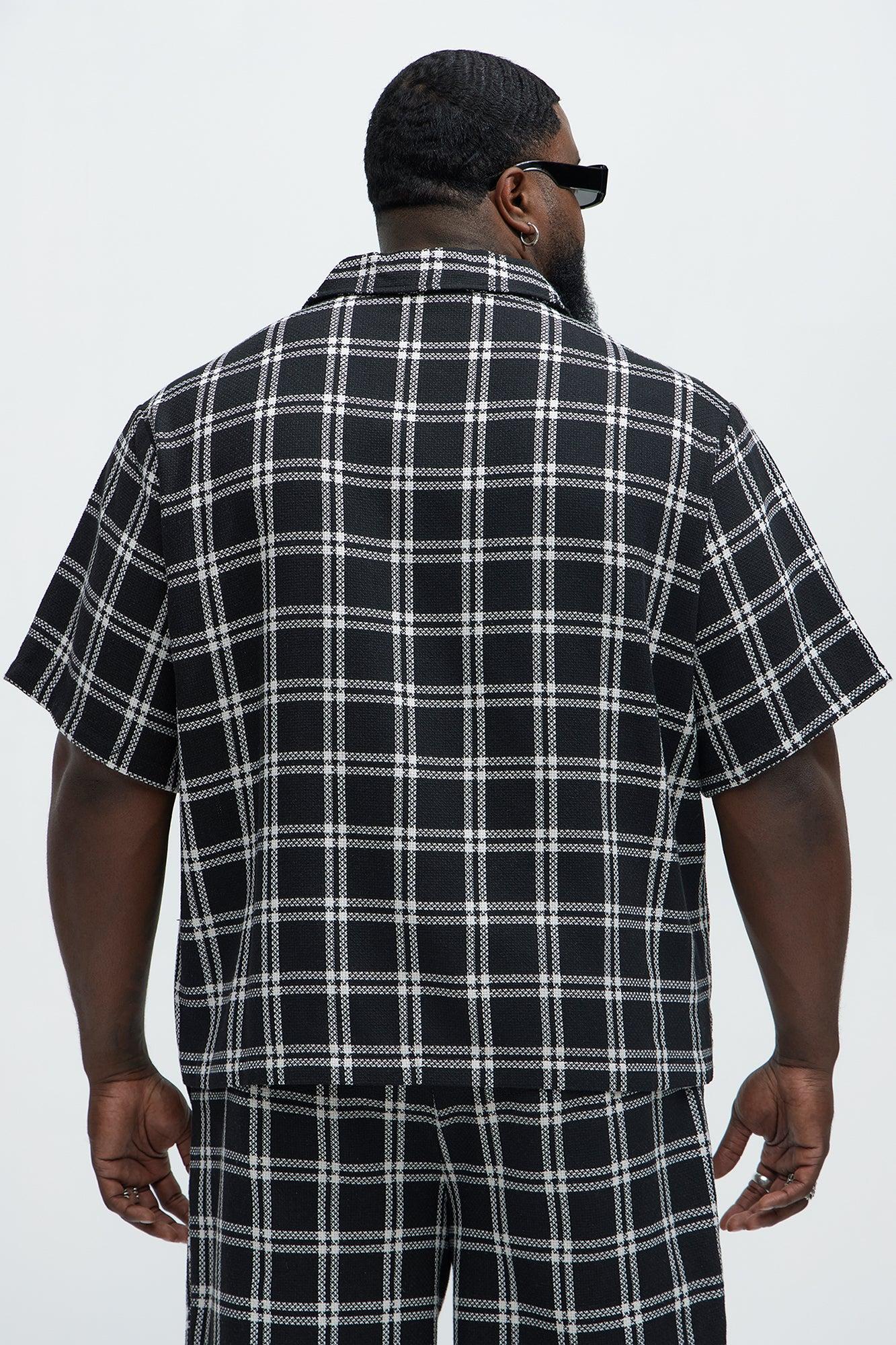 Porter Plaid Closed Collar Button Down Shirt - Black/combo Product Image