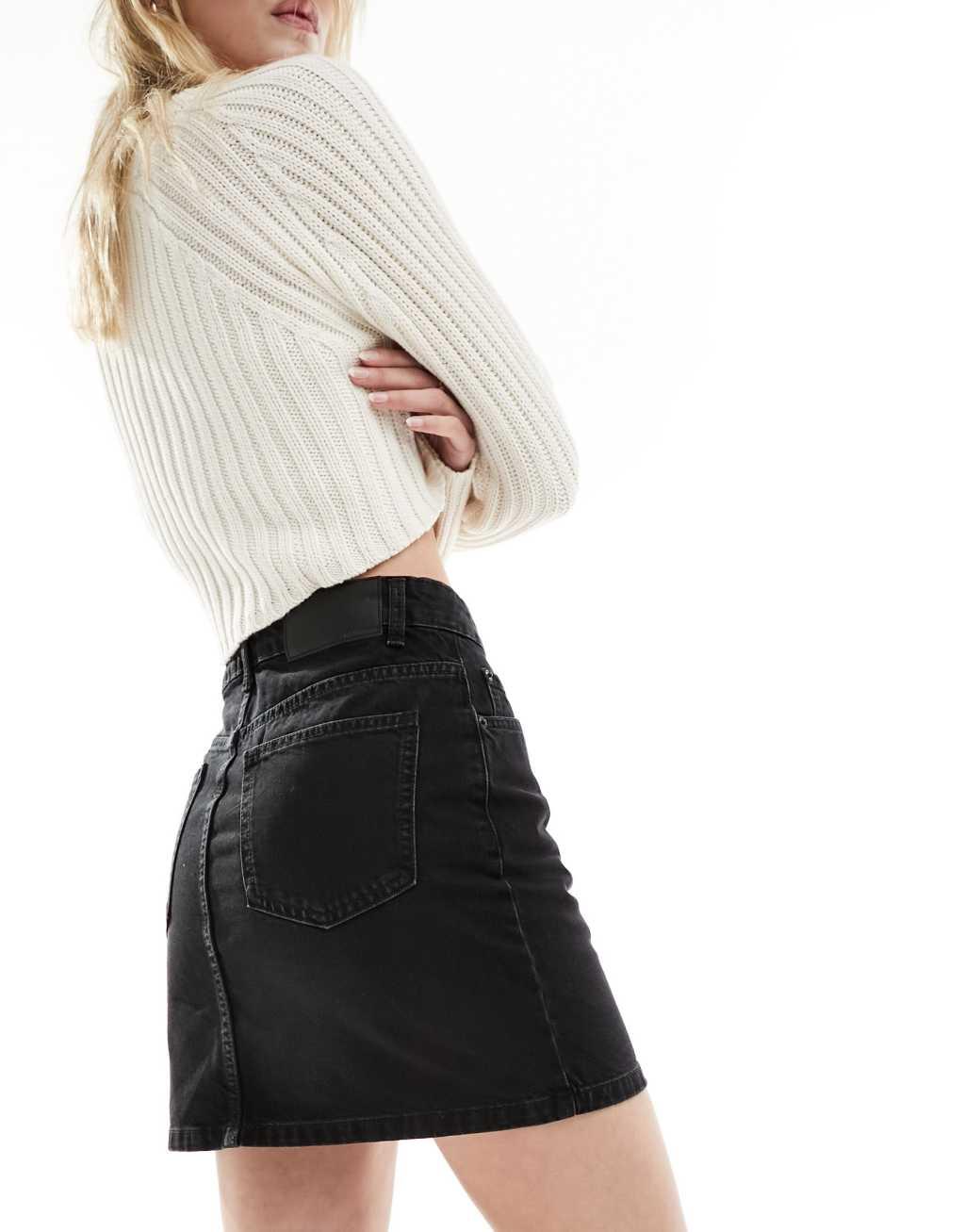 ASOS DESIGN Tall denim high waist mini skirt Product Image