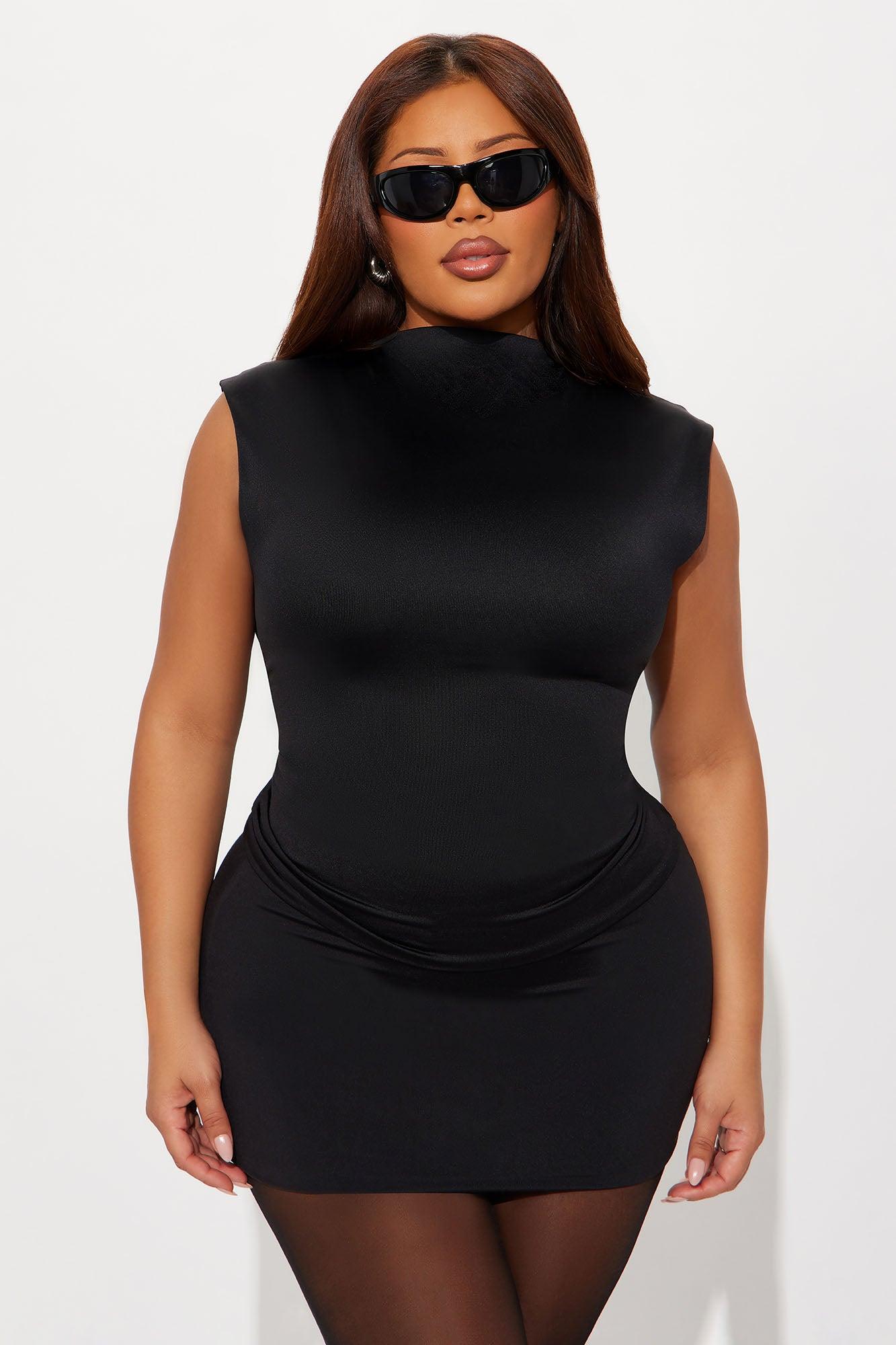 Contour Double Lined Mock Neck Top - Black Female Product Image