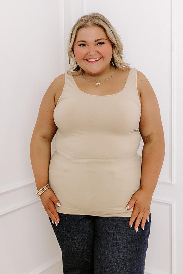 Easily Styled Seamless Tank in Beige Curves Product Image