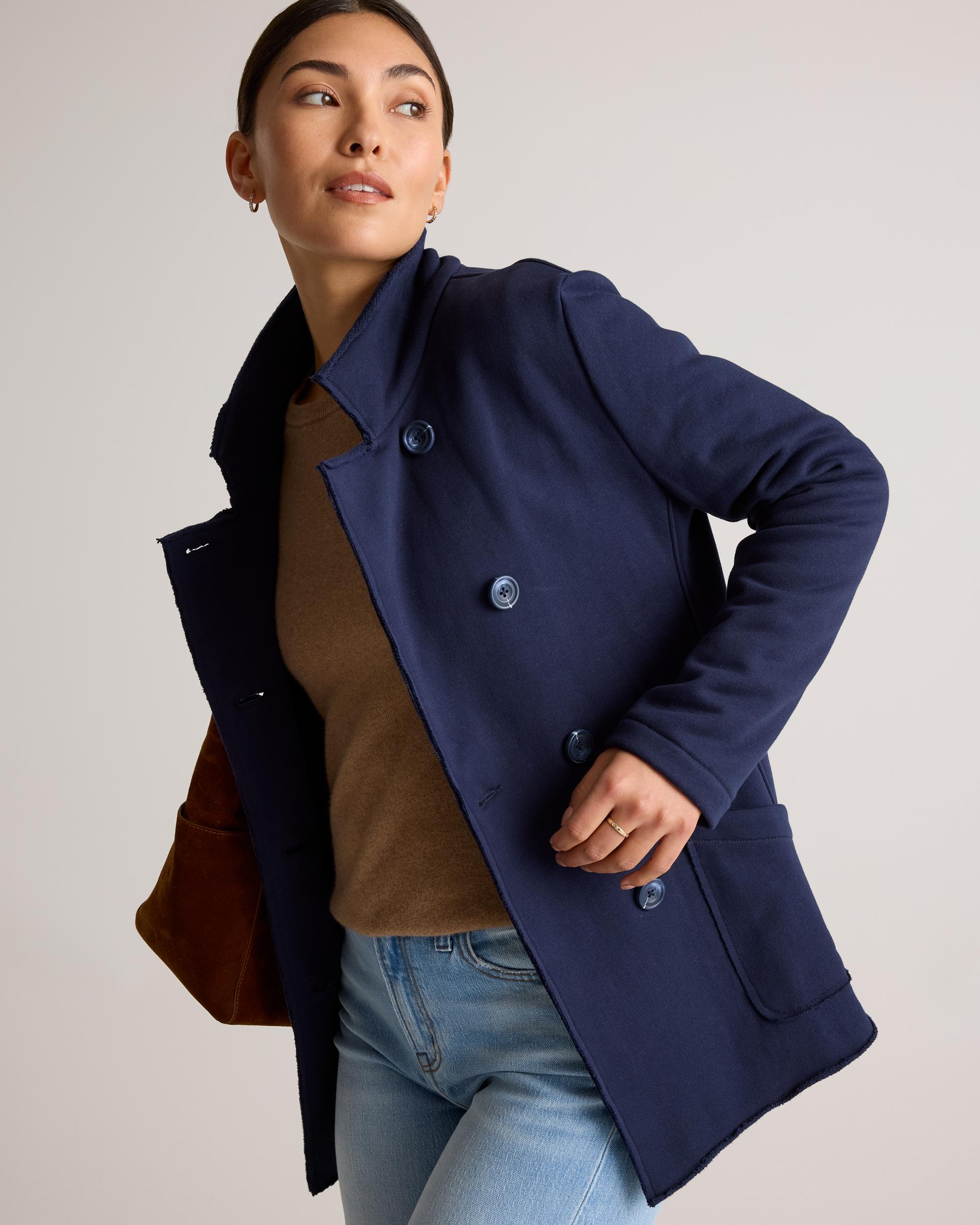 Quince | Women's French Terry Fleece Peacoat Size XL, Organic Cotton Product Image