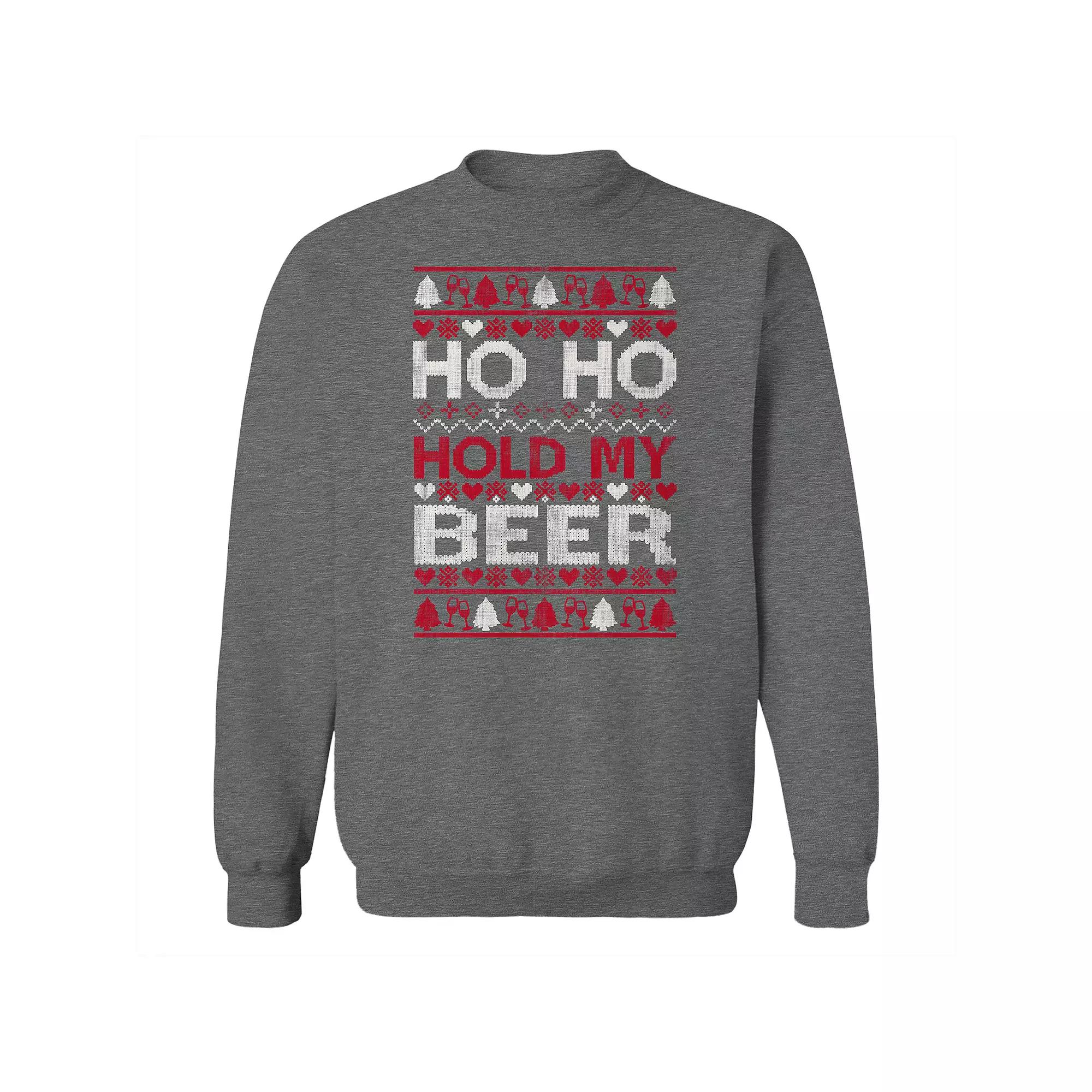 Men's Ho Ho Hold My Drink Fleece Sweatshirt, Women's, Size: Small, Grey Heather Product Image