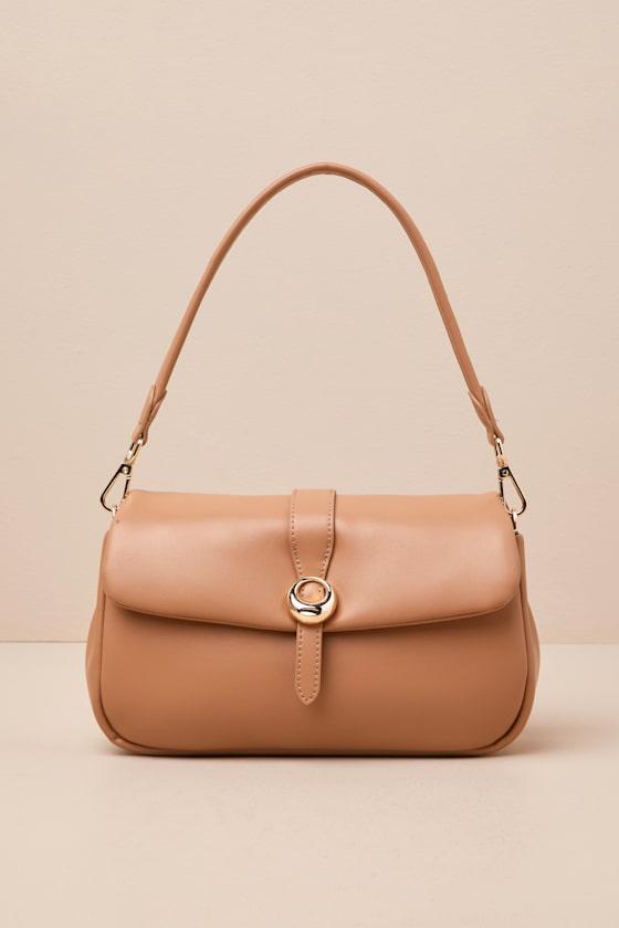 Almas Brown Puffy Vegan Leather Shoulder Bag Product Image