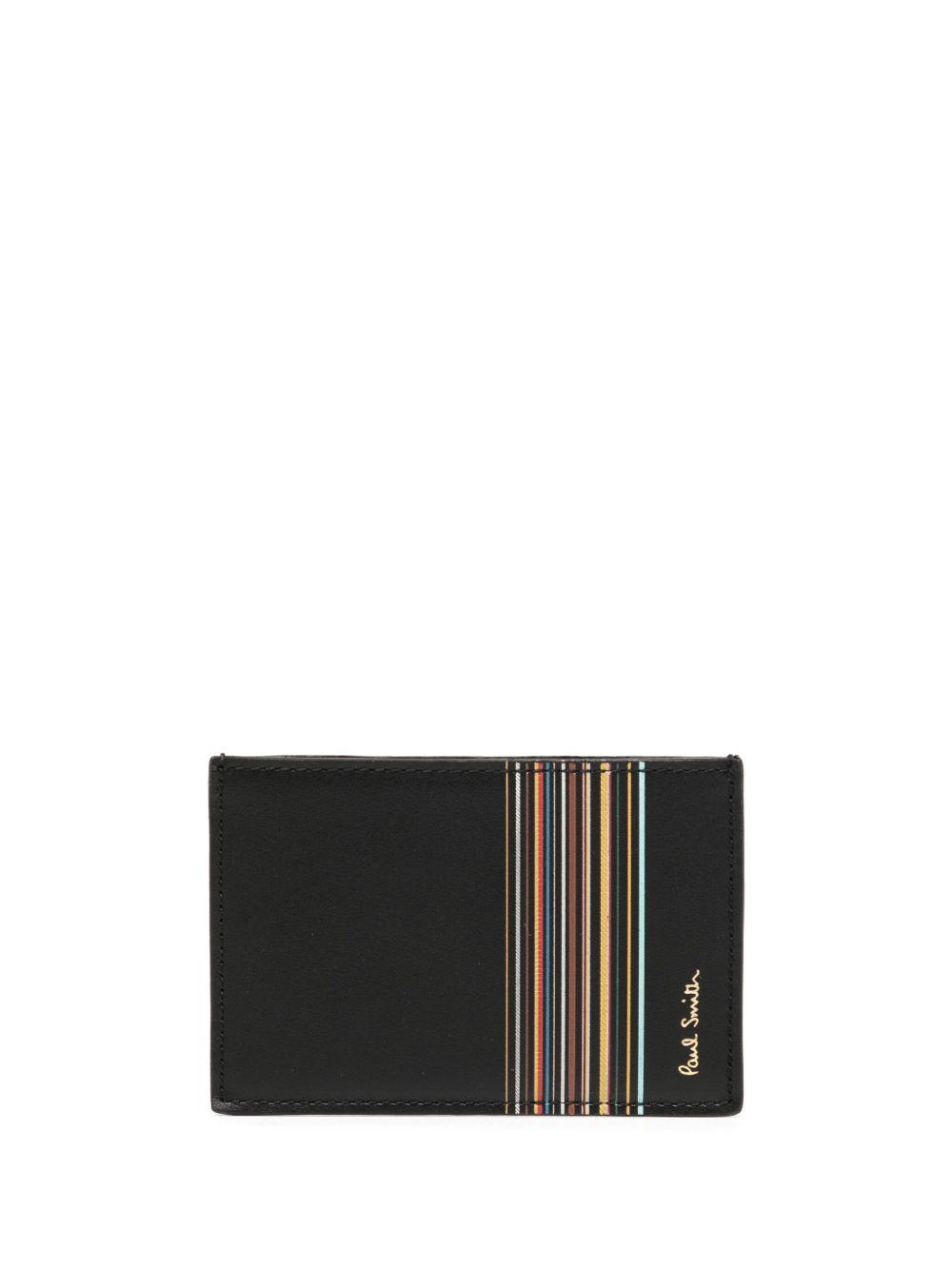 Signature Stripe leather cardholder Product Image