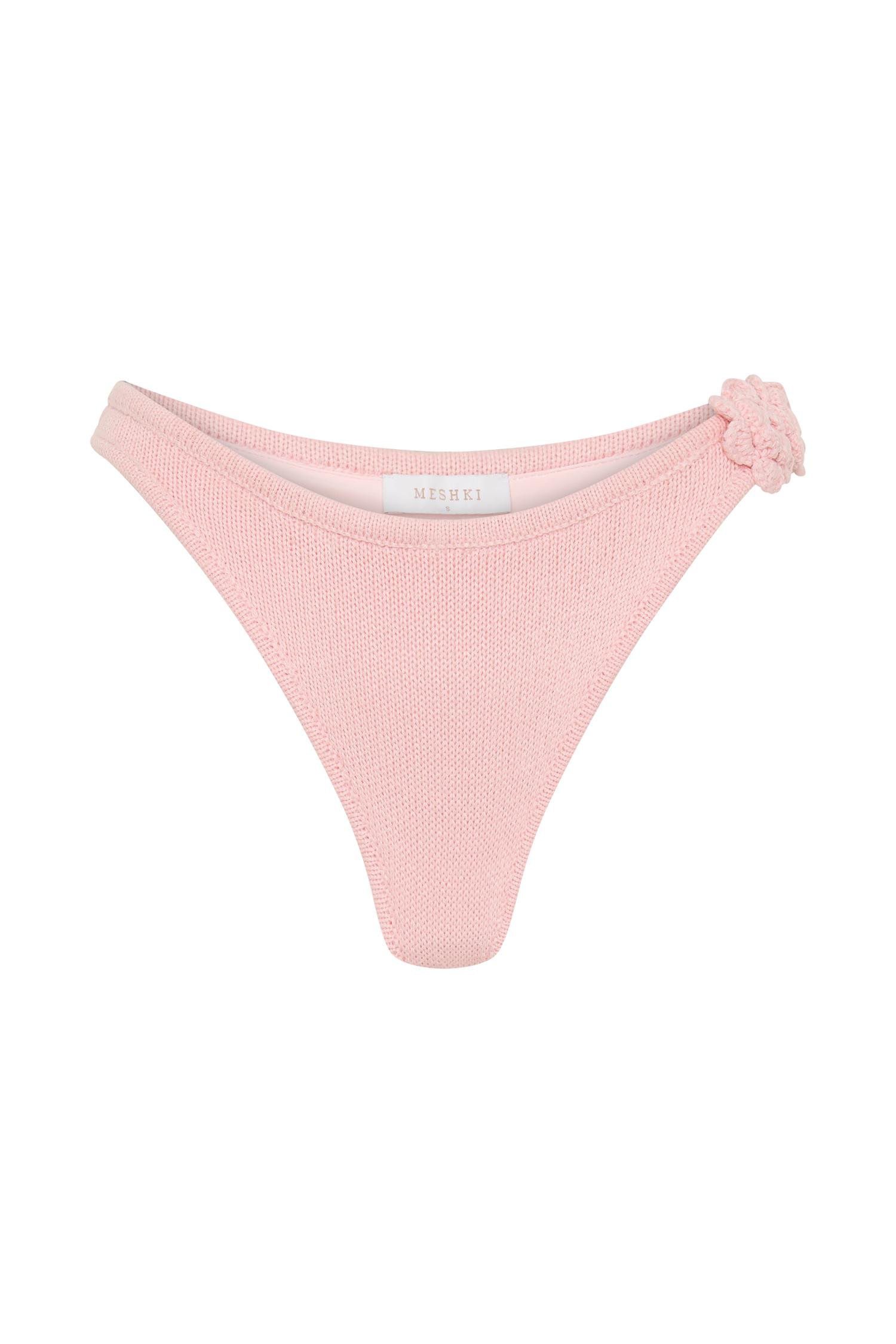 Aesha Floral Crochet Bikini Bottom - Pale Pink Product Image