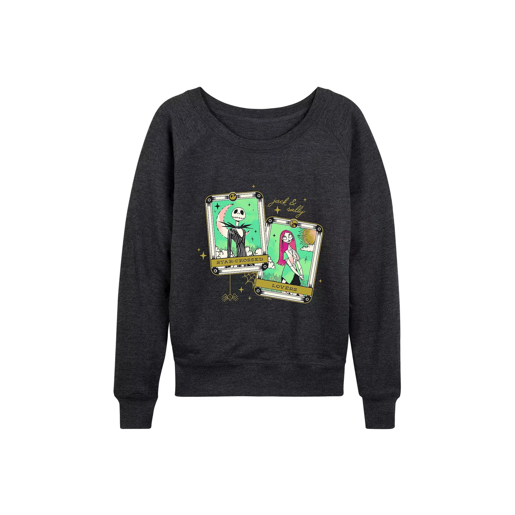 Disney's Nightmare Before Christmas Jack & Sally Women's Star-Crossed Lovers French Terry Long Sleeve Tee,  Product Image