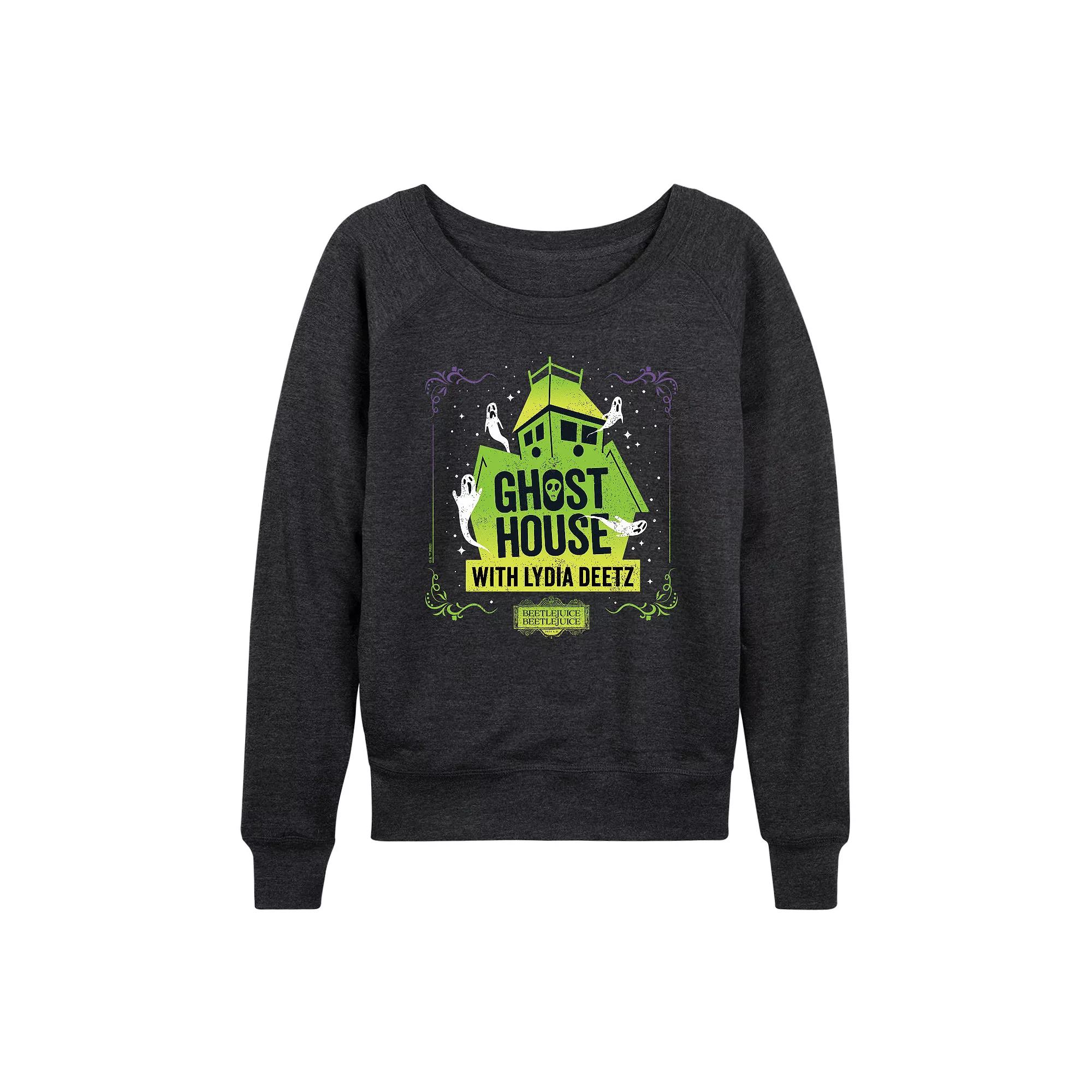 Disney's Minnie Mouse Women's Leopard Print French Terry Long Sleeve Tee, Girl's,  Product Image