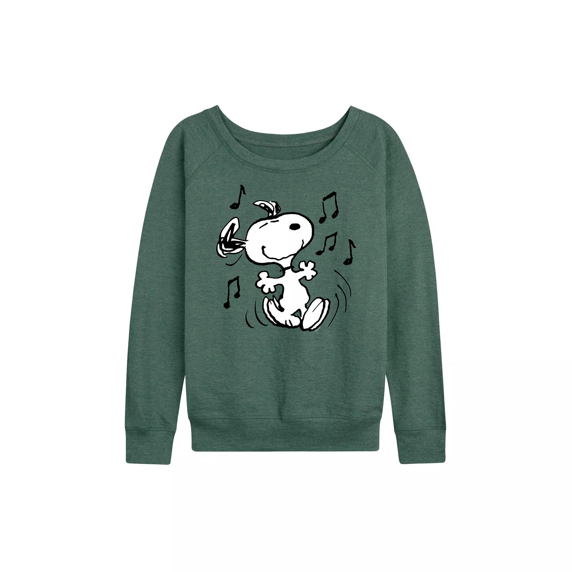 Women's Peanuts Snoopy Dancing French Terry Long Sleeve Tee, Girl's,  Product Image