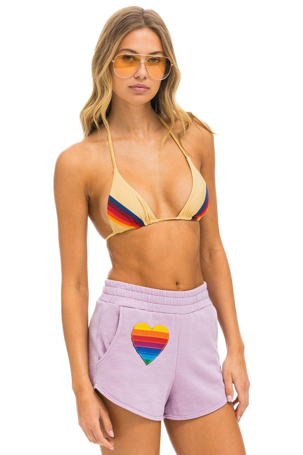 RAINBOW HEART STITCH LOUNGER SHORT - MAUVE Female Product Image