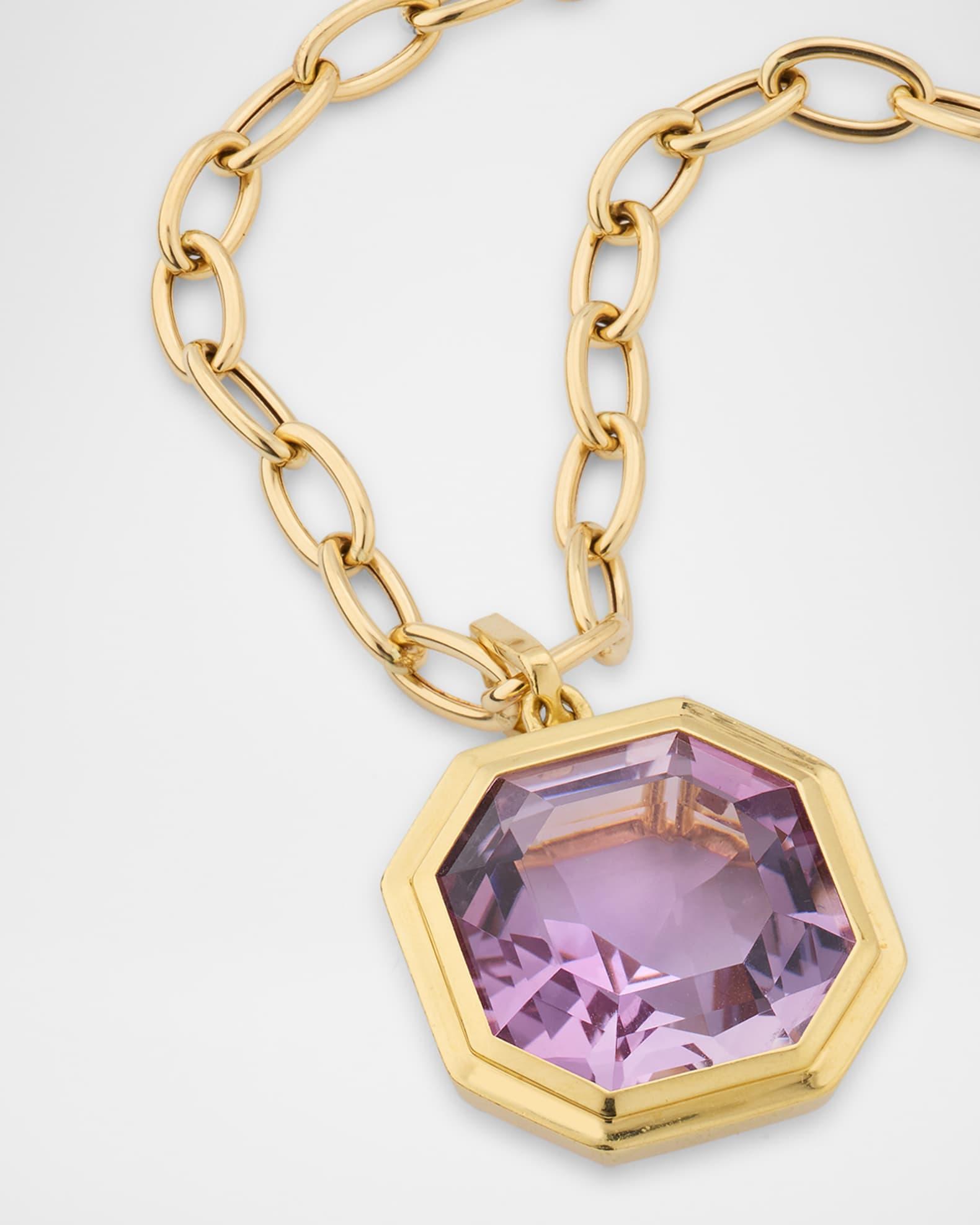 Manhattan 18K Yellow Gold Lilac Amethyst Asscher Cut Pendant Necklace, 18"L Product Image