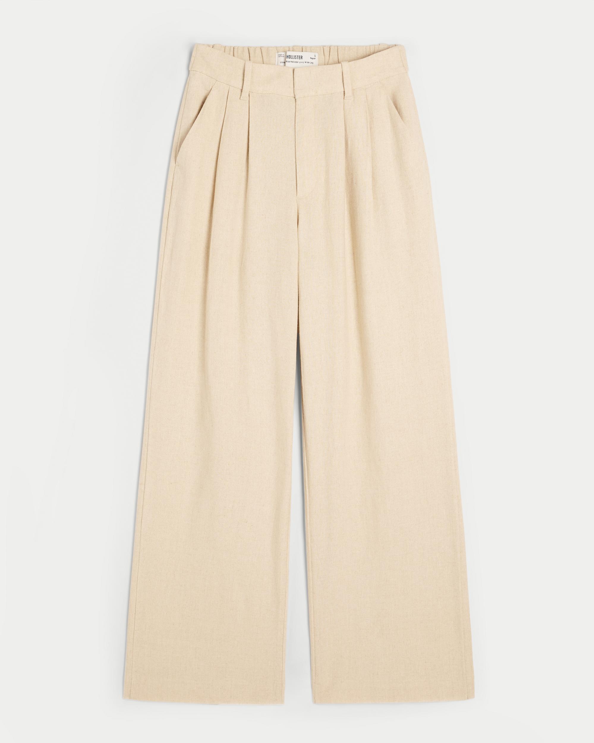 Hollister Livvy Ultra High-Rise Linen-Blend Wide-Leg Pants Product Image