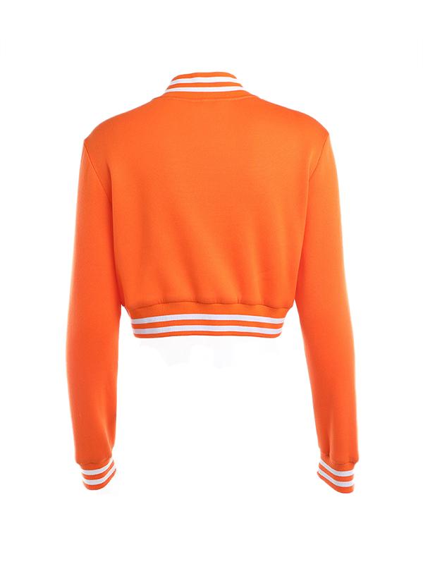 Contrast Color Crop Varsity Jacket Product Image