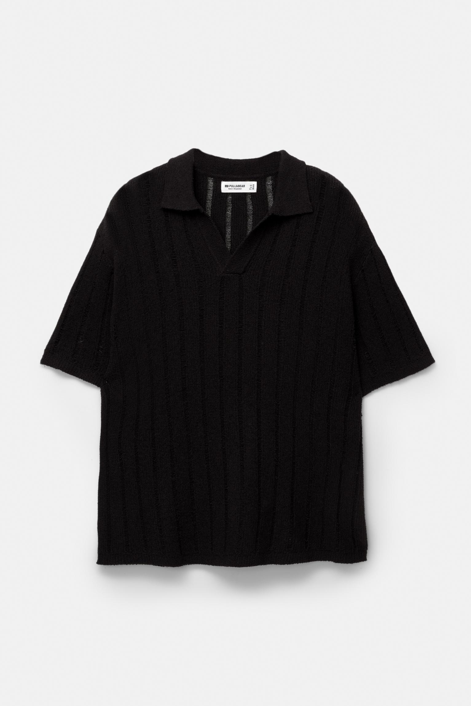 Short sleeve knit polo shirt Product Image