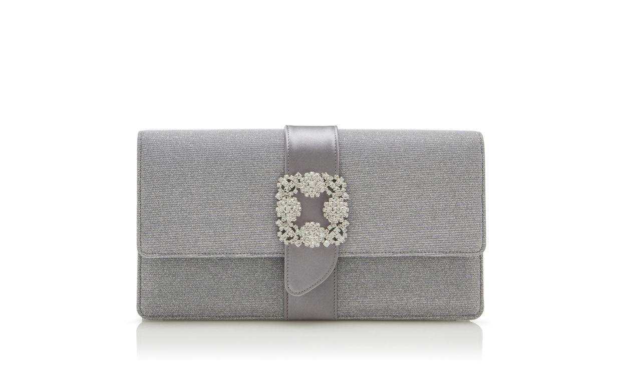 CAPRI GLITTER Silver Glitter Jewel Buckle Clutch Product Image