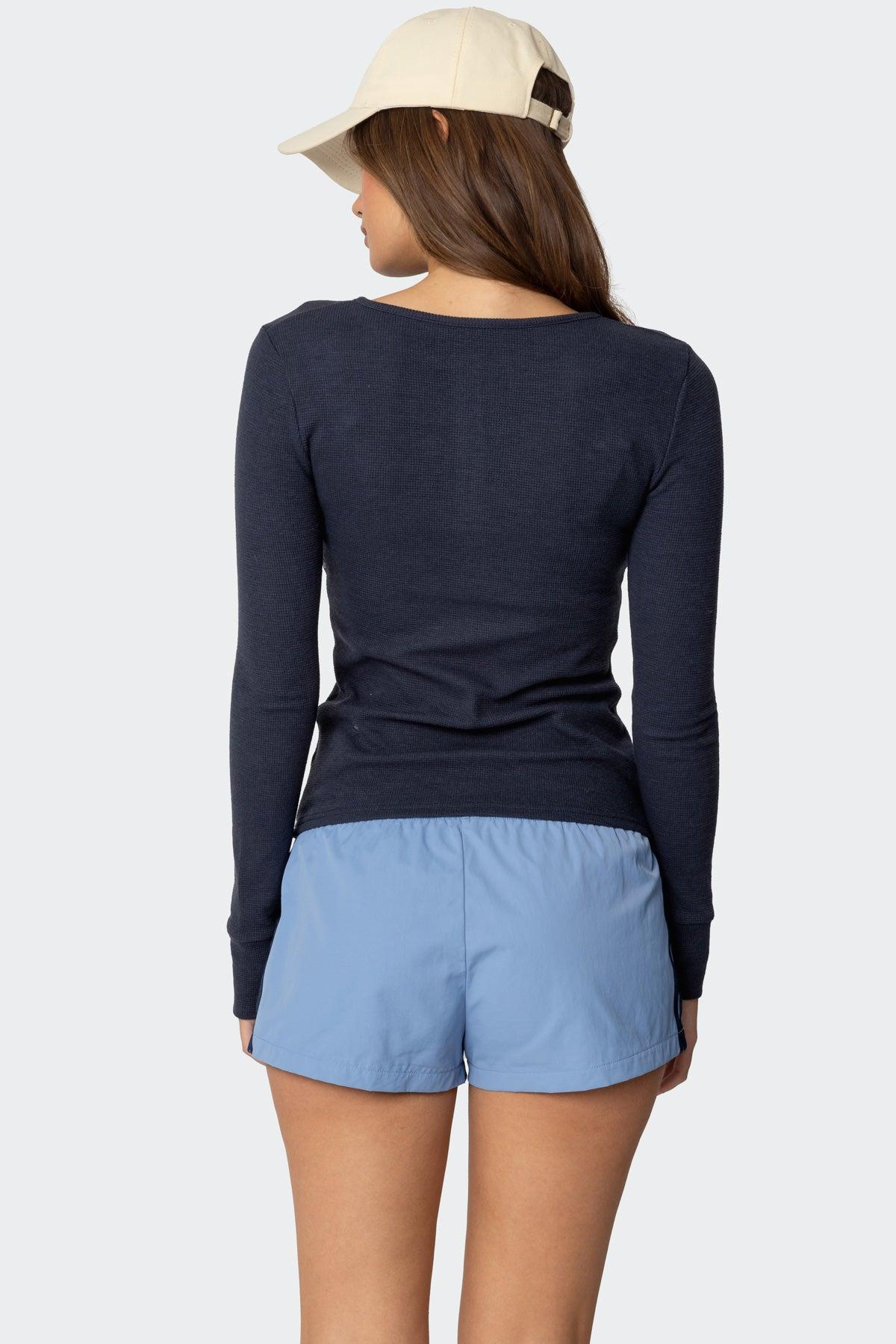 Helaine Waffle Henley T Shirt Product Image